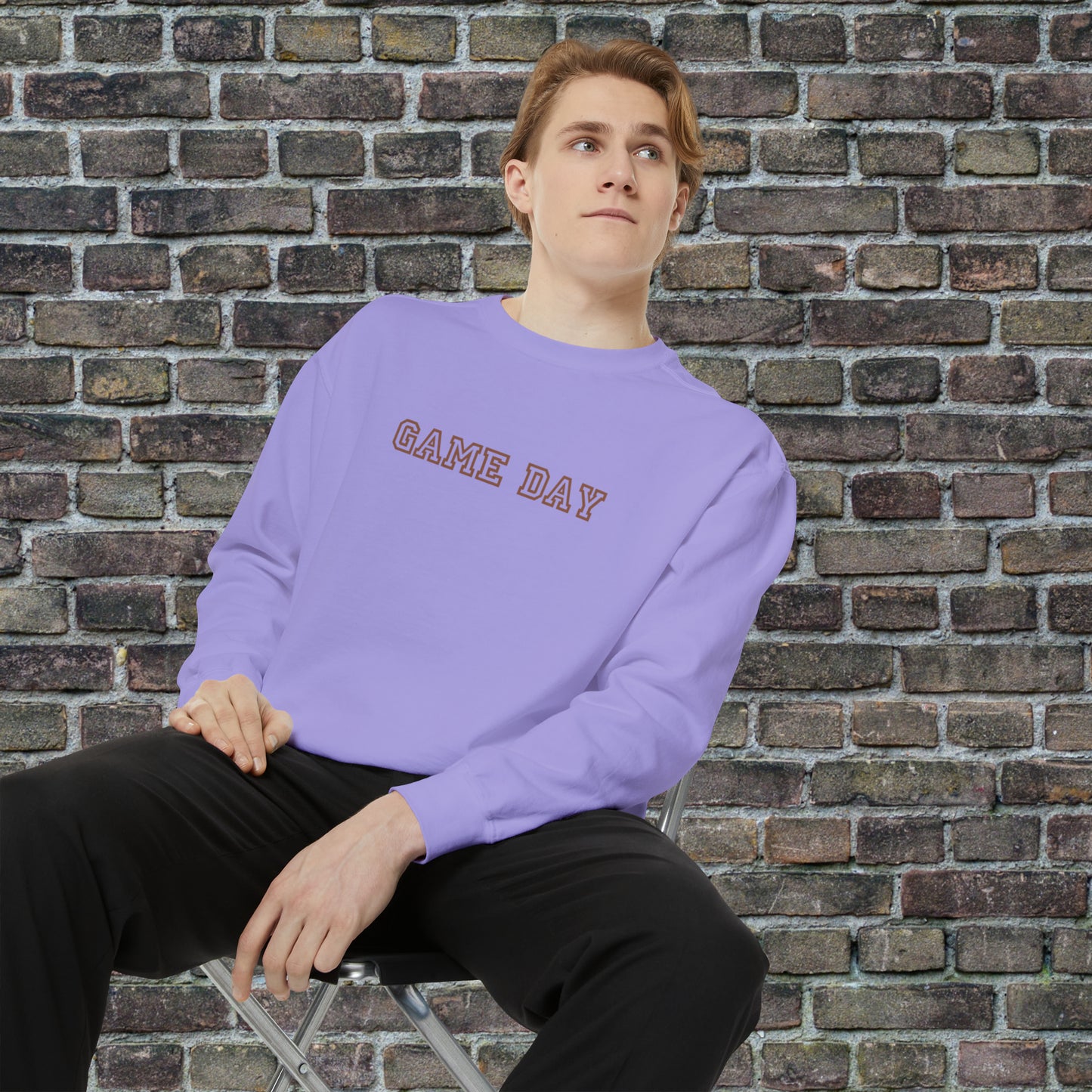 Game Day Comfort Colors Sweater - Brown Text