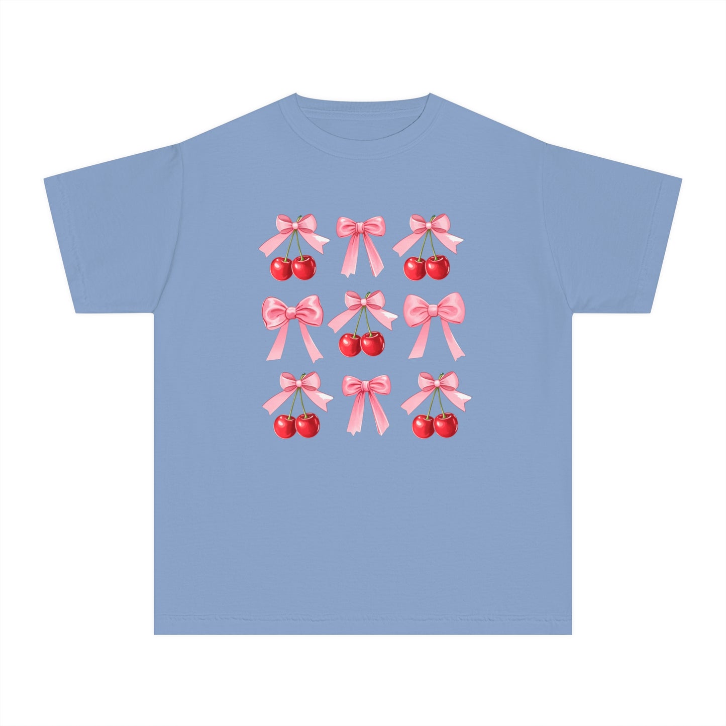 Cherry Bow Grid Comfort Colors Tee