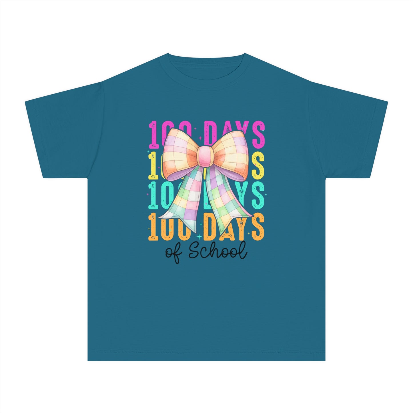 Youth 100 Days Disco Bow Comfort Colors Tee