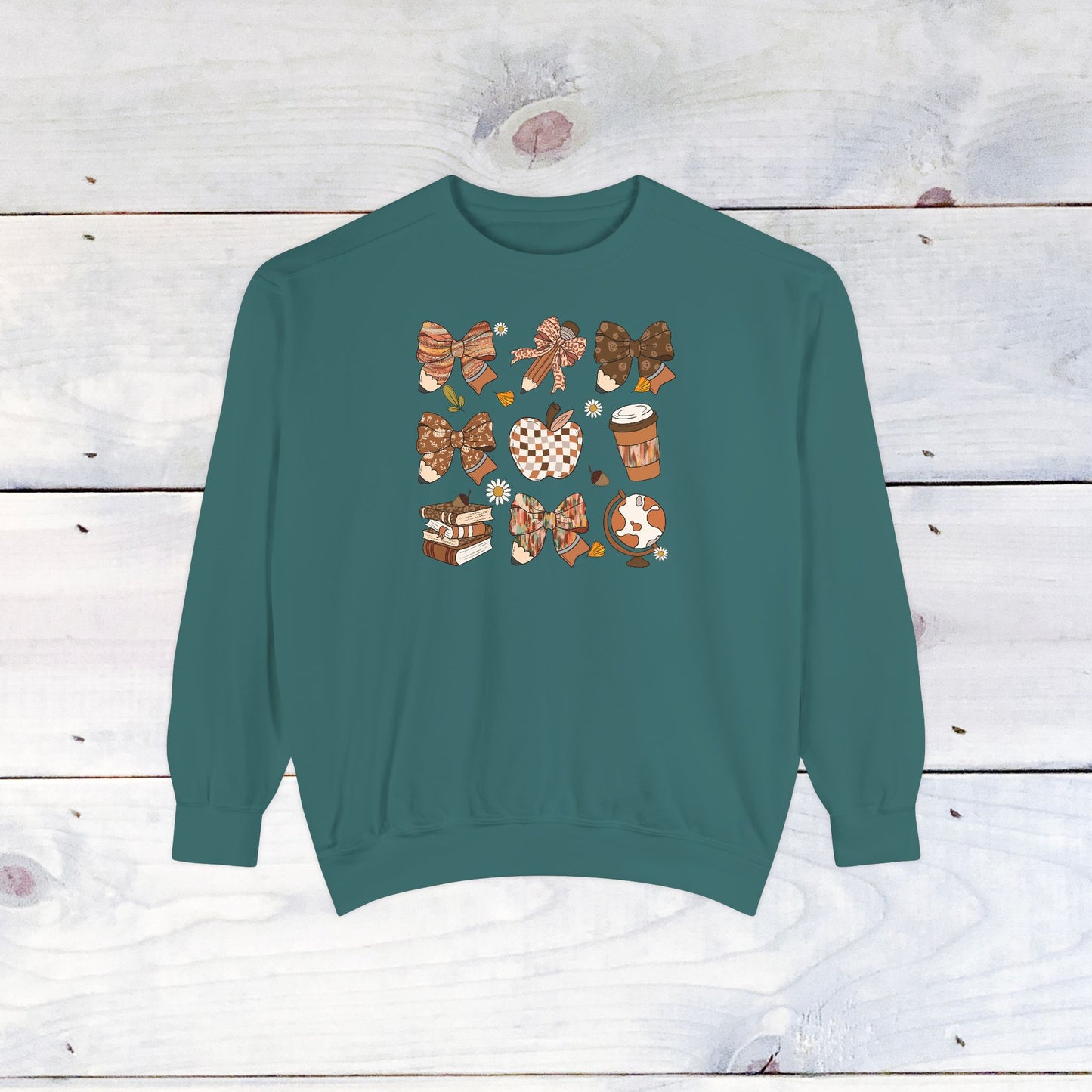 Teacher Fall Grid Comfort Colors Sweater