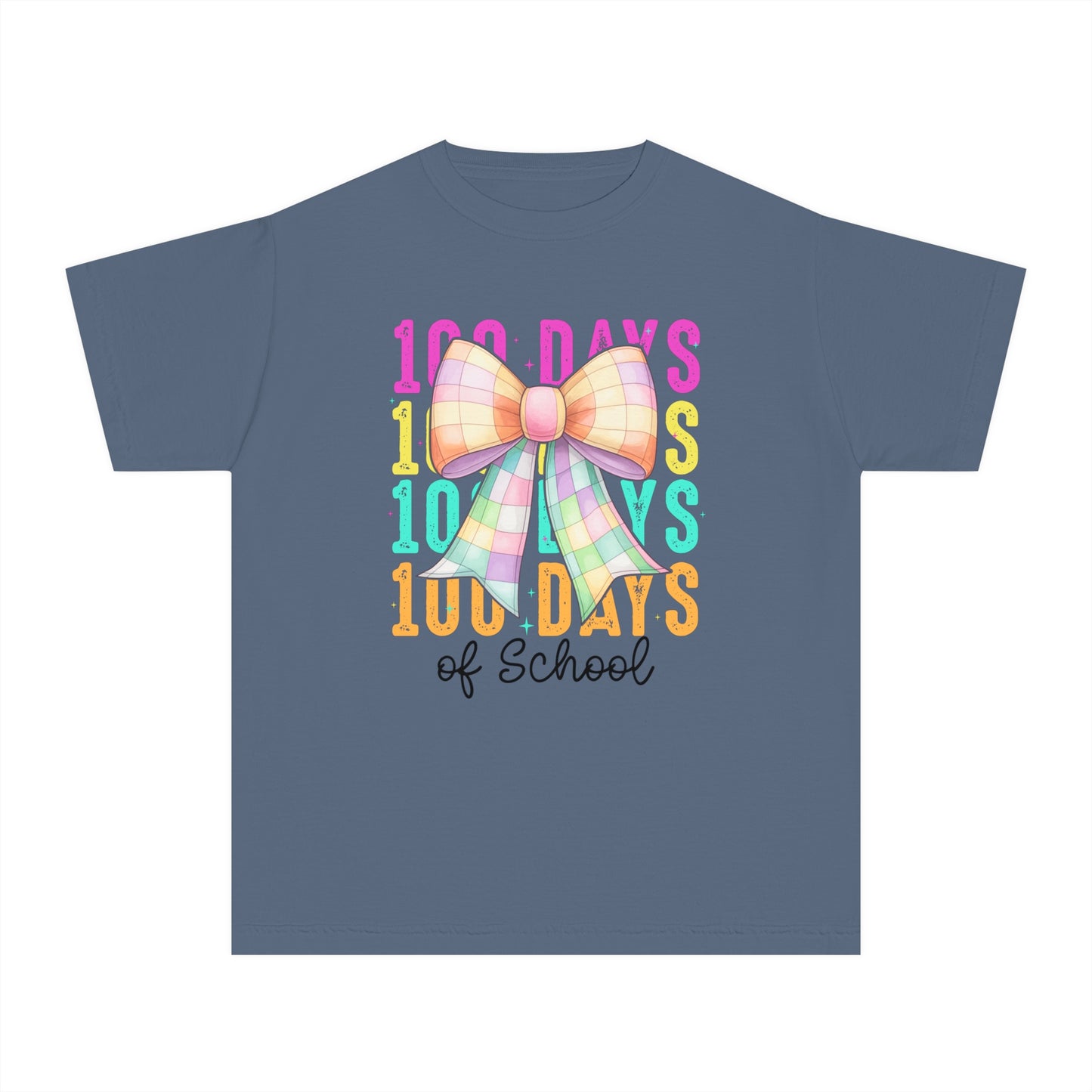 Youth 100 Days Disco Bow Comfort Colors Tee