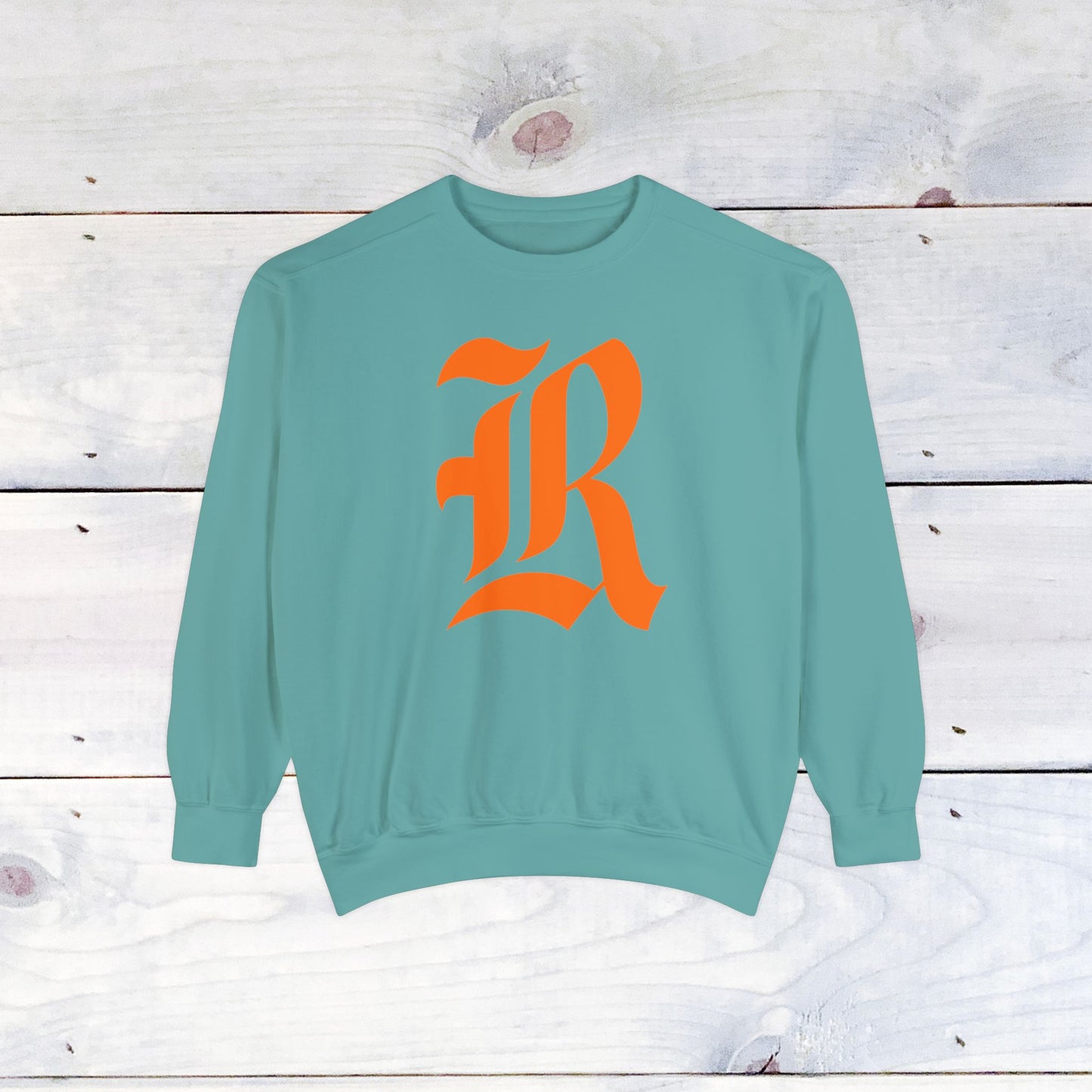 Old School R front, Small Fighting Stinger on back Comfort Colors Sweater