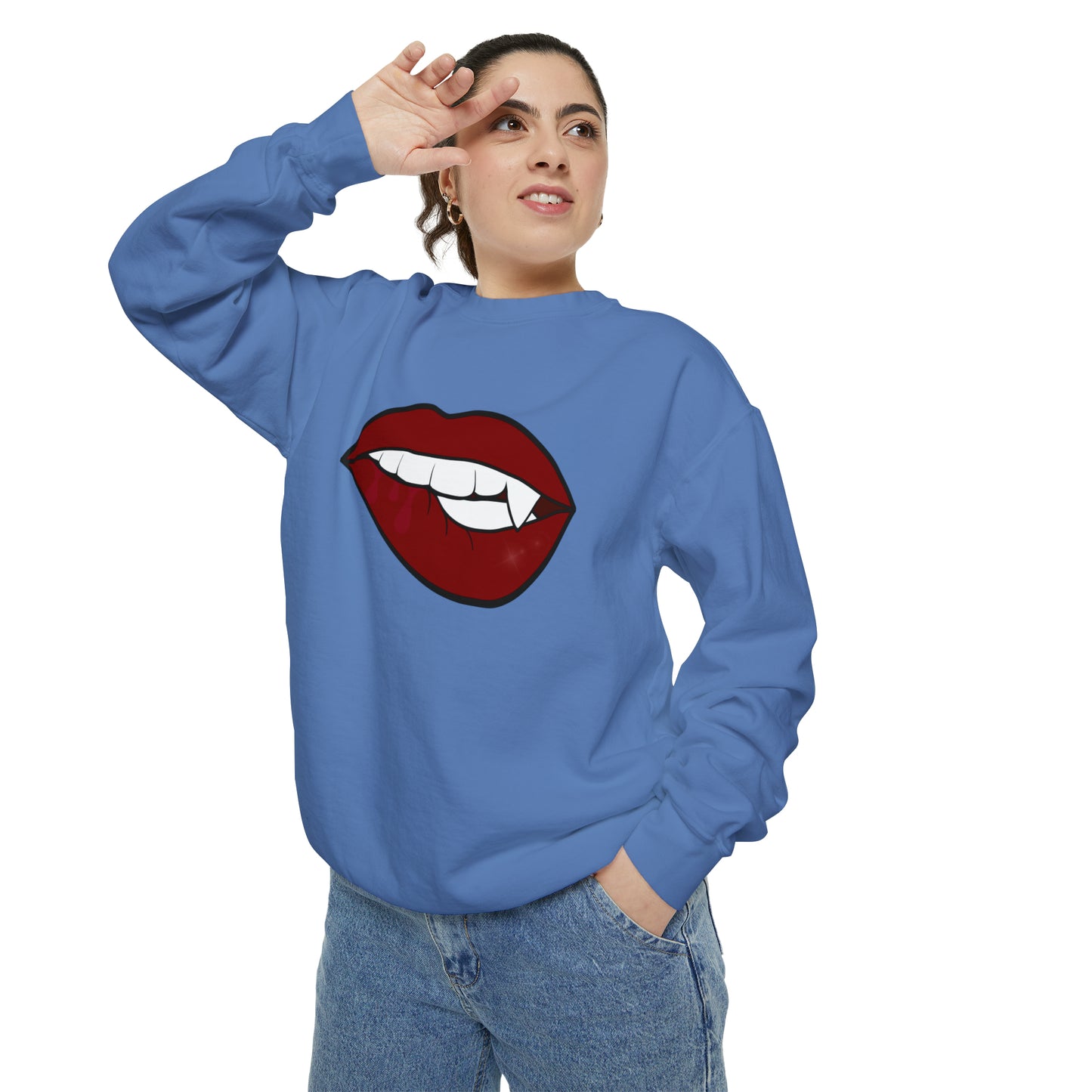 Biting Lip Vampire Fang Comfort Colors Sweater