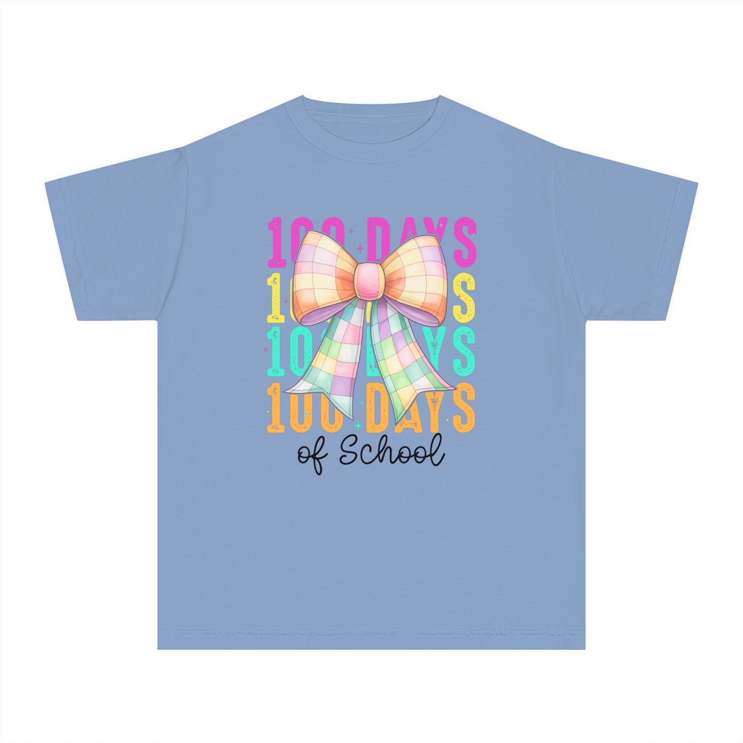 Youth 100 Days Disco Bow Comfort Colors Tee