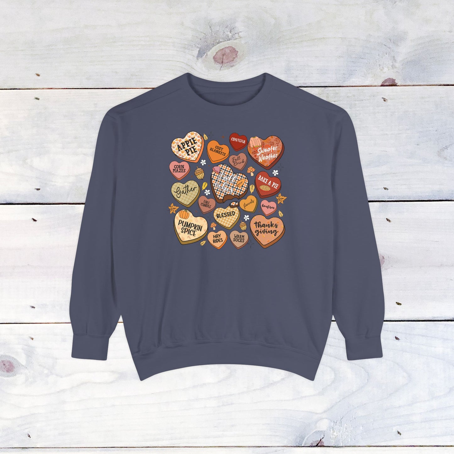 Fall Conversation Hearts Comfort Colors Sweater