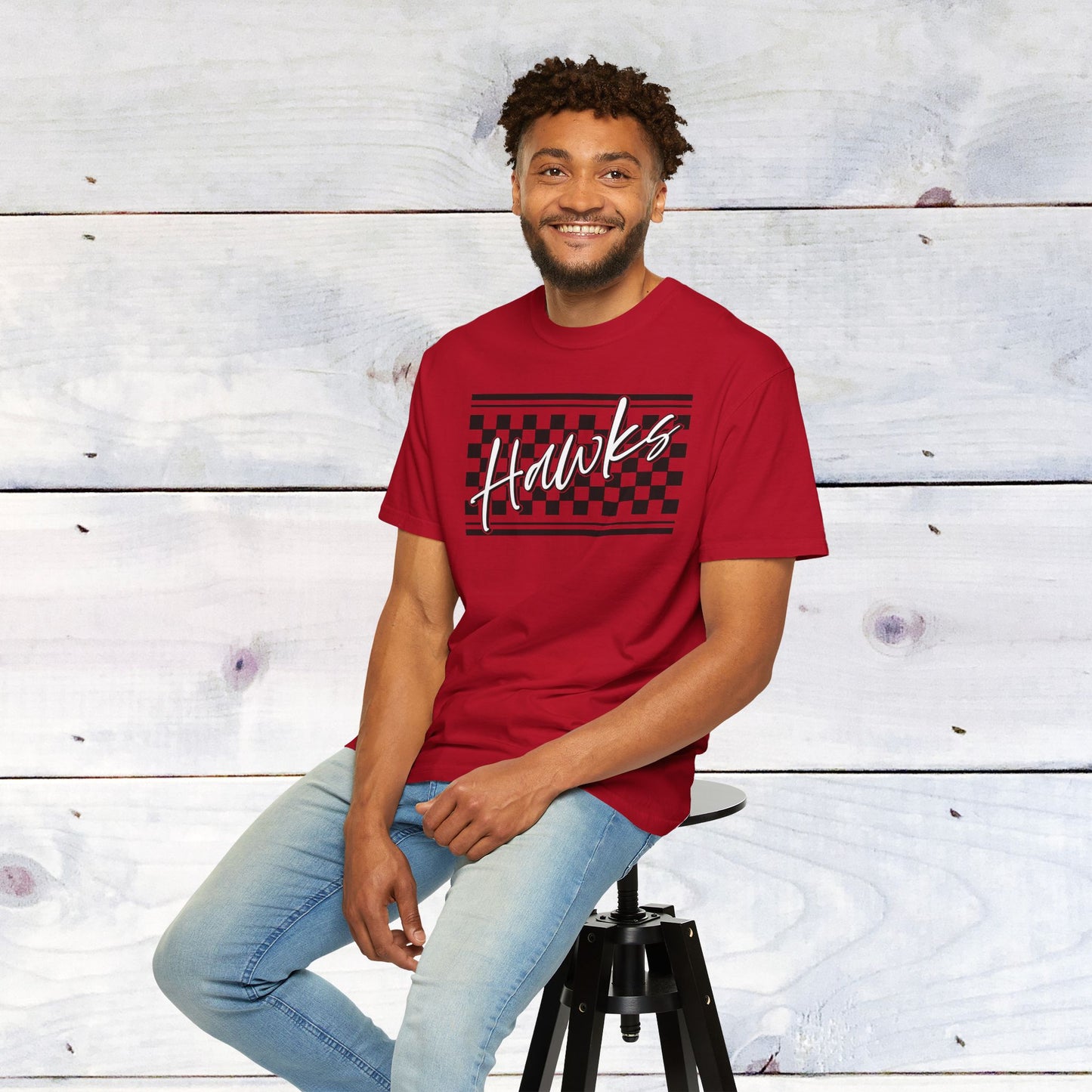 Heath Hawks Checkered Comfort Colors Unisex Tee