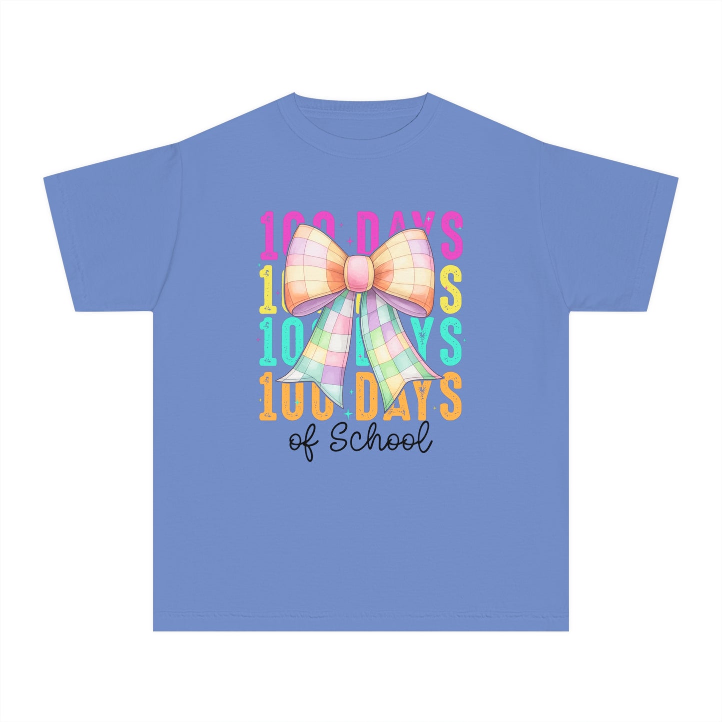 Youth 100 Days Disco Bow Comfort Colors Tee