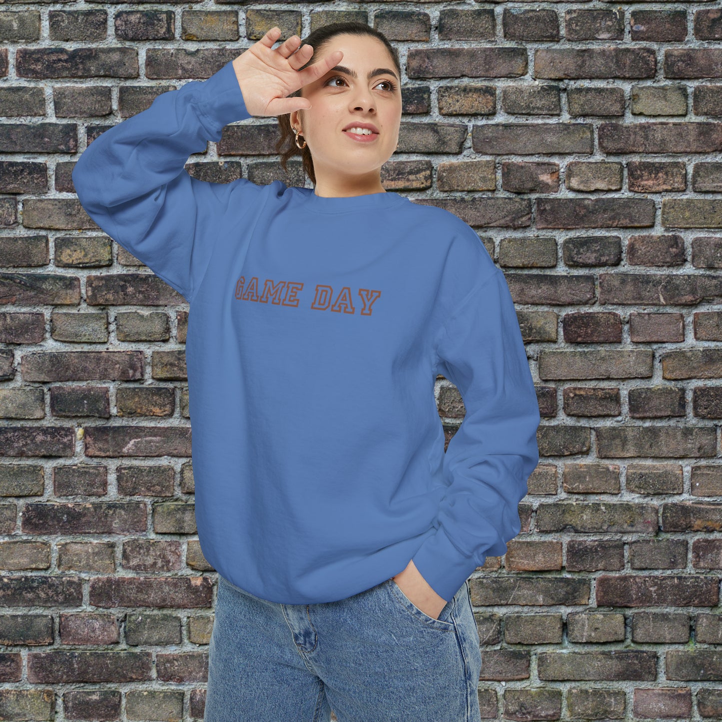 Game Day Comfort Colors Sweater - Brown Text