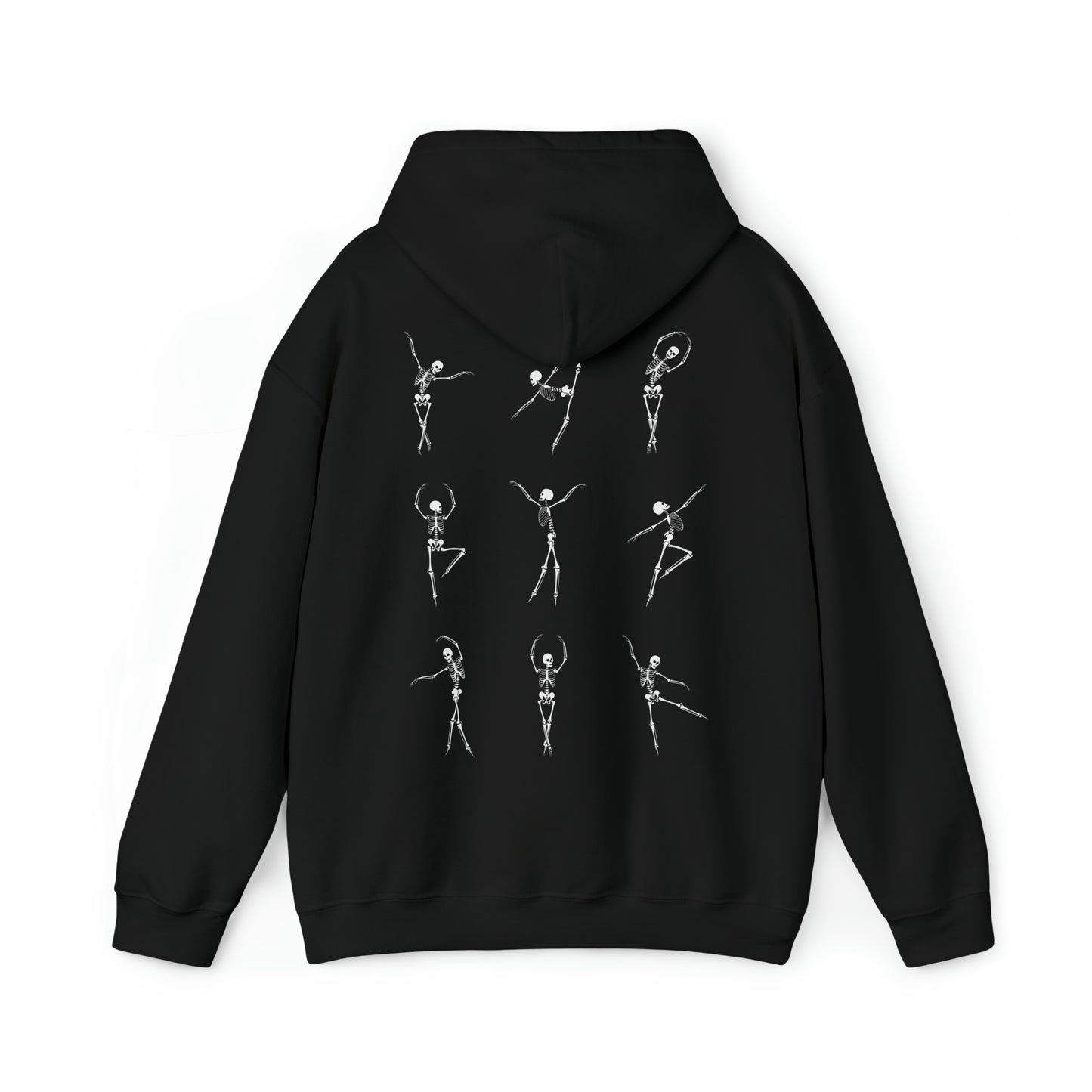 Dancing Skeleton Hoodie- Dancing Skeleton Front- Multi -Dancing Skeleton Back, Mutliple Color Options, Unisex Heavy Blend™ Hooded Sweatshirt