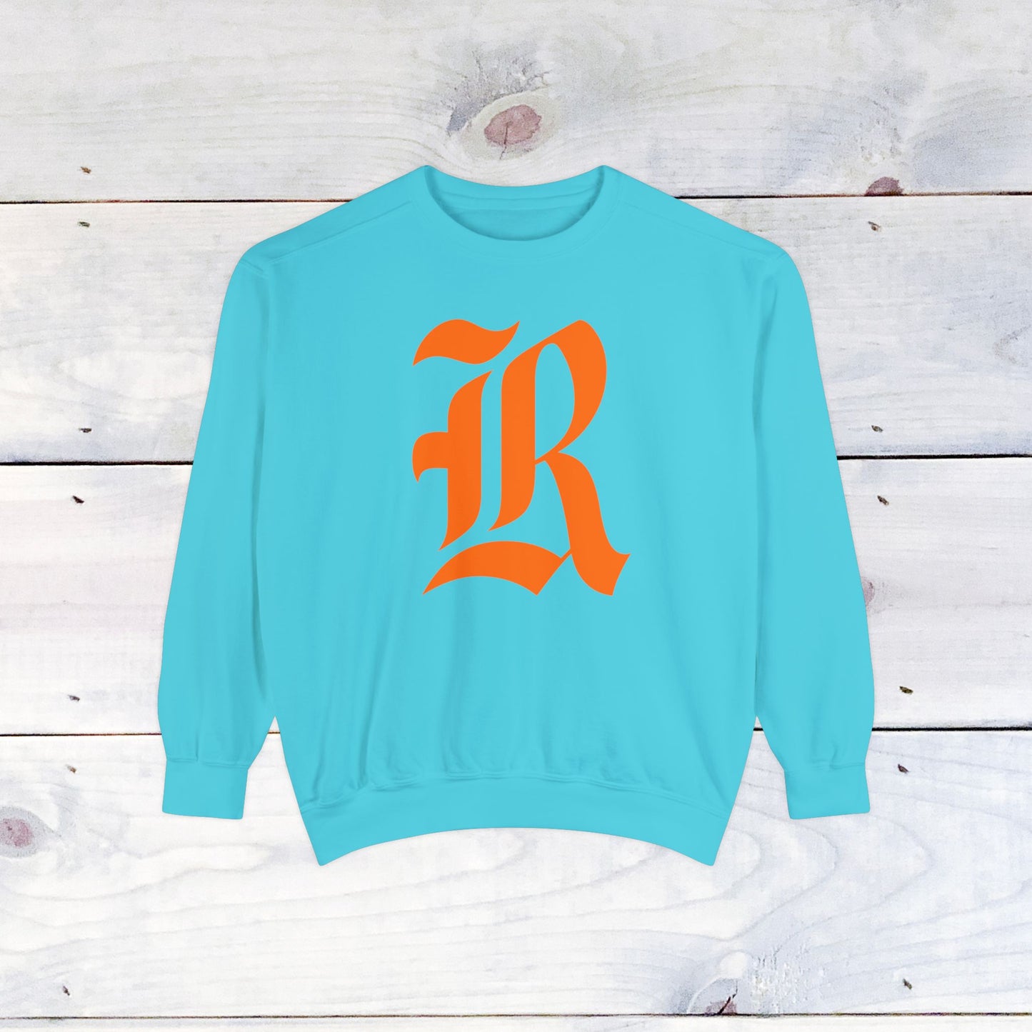 Old School R front, Small Fighting Stinger on back Comfort Colors Sweater