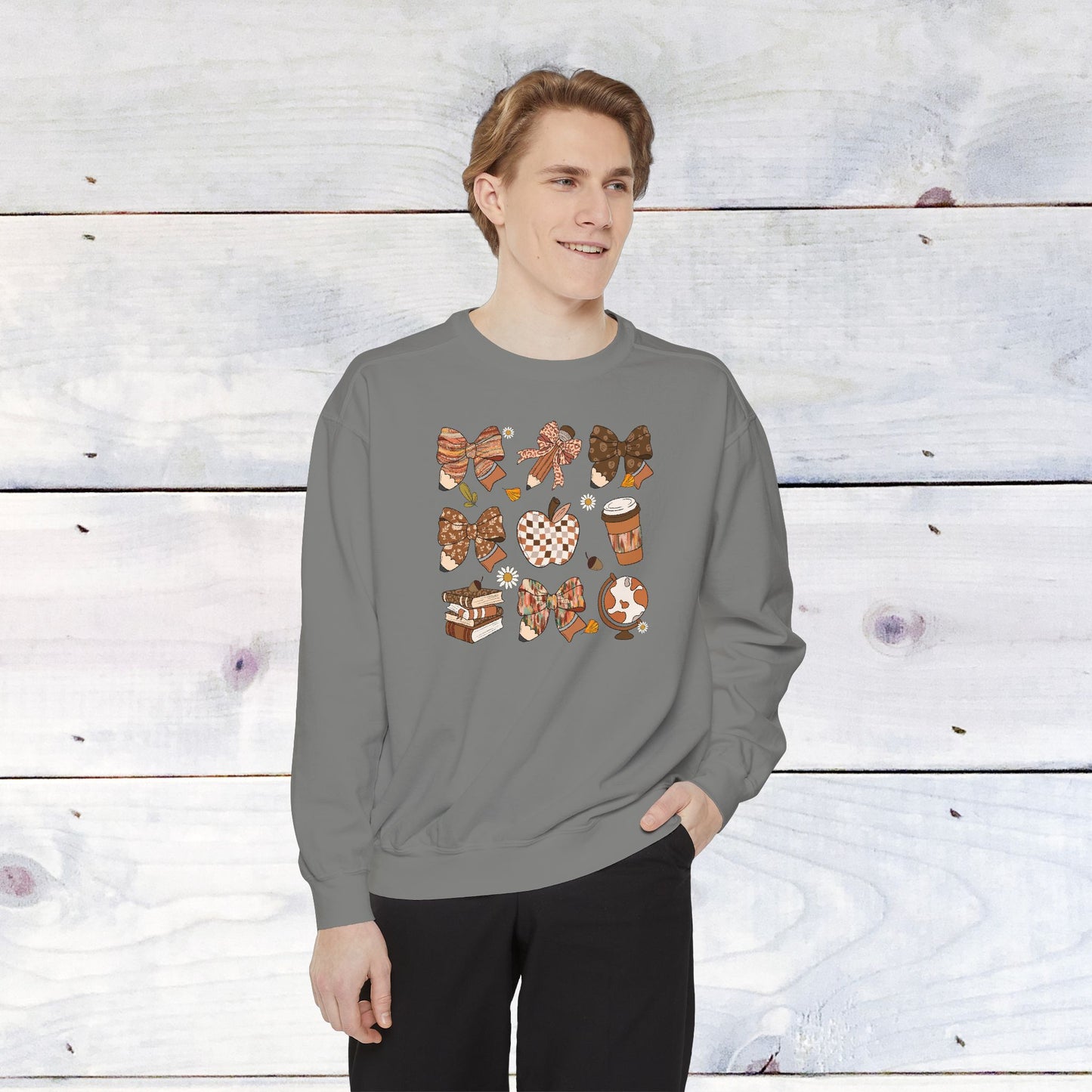 Teacher Fall Grid Comfort Colors Sweater