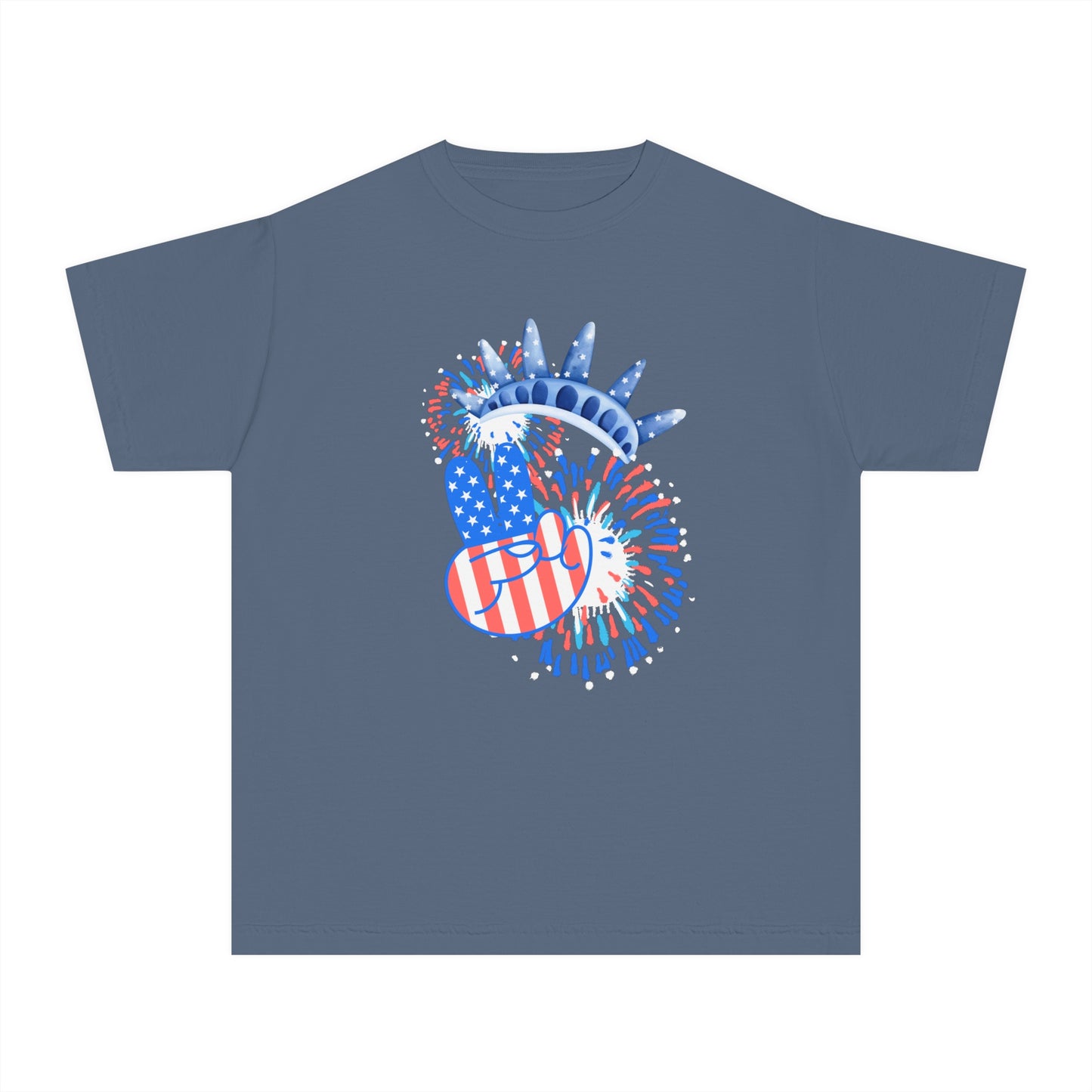 Peace, Crown, & Fireworks Comfort Colors Youth Tee