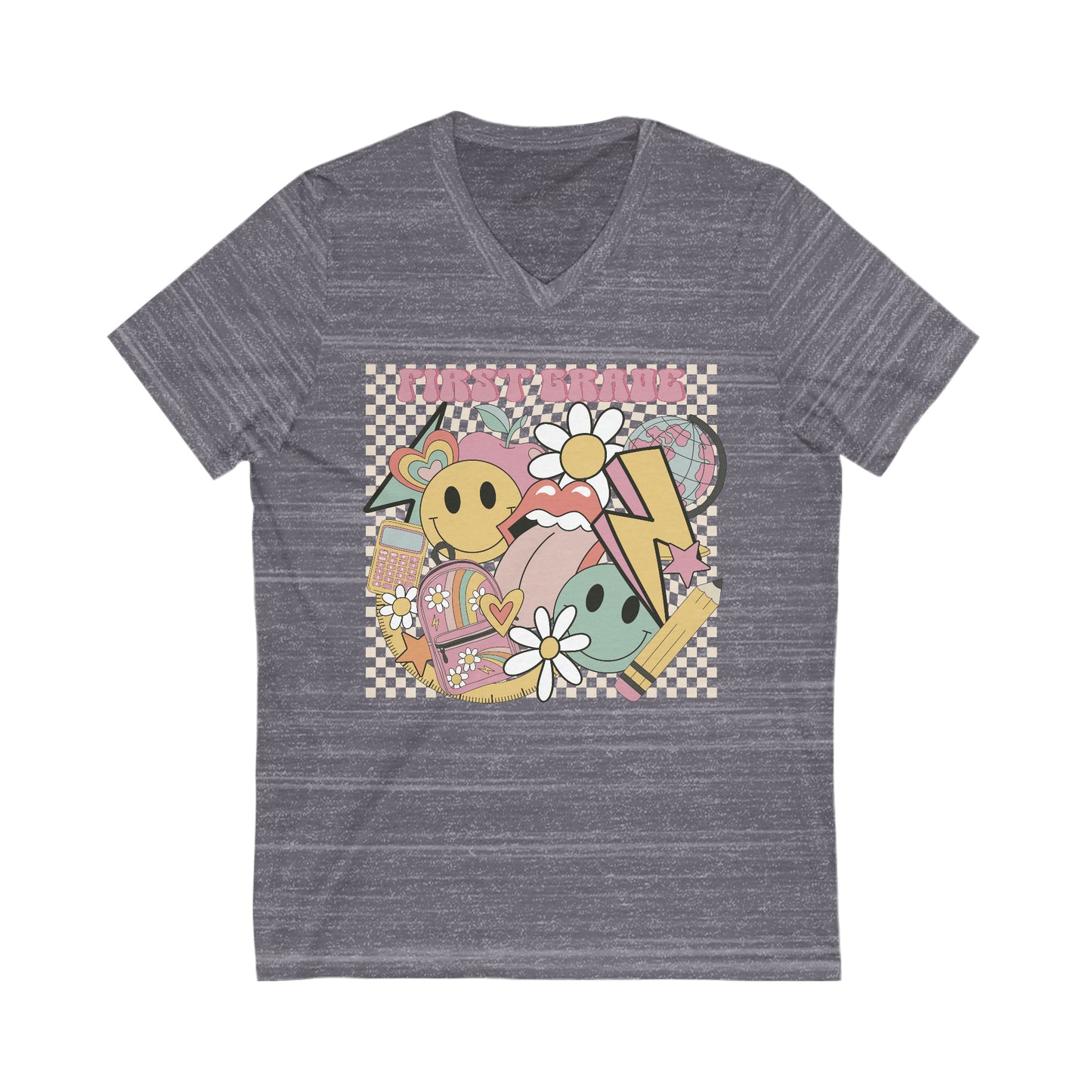 First Grade Fun Teacher Unisex V-Neck Tee