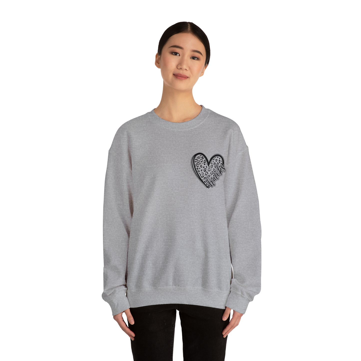 Hawks Heart Front, Glitz Cheer Mom back - Sweater