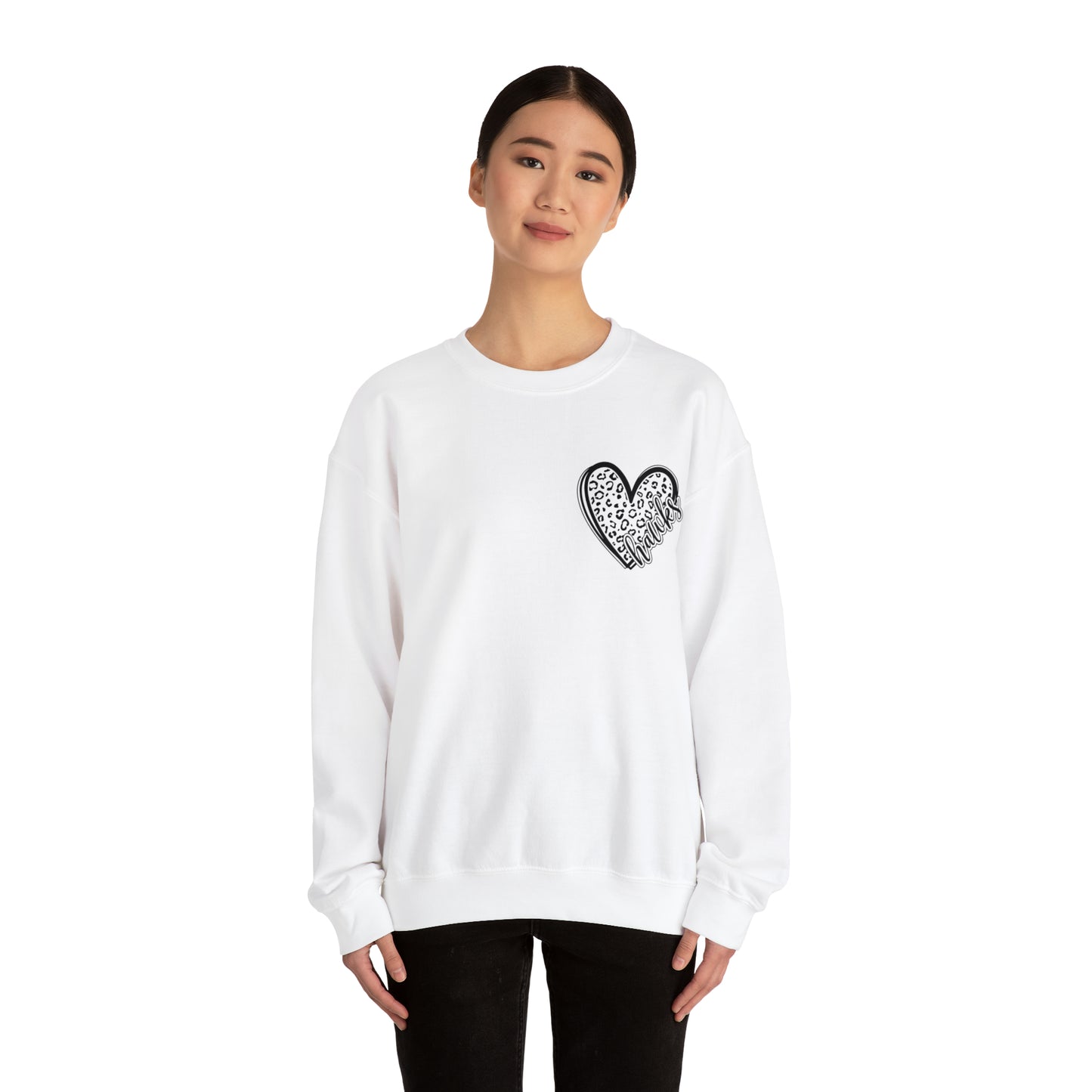 Hawks Heart Front, Glitz Cheer Mom back - Sweater