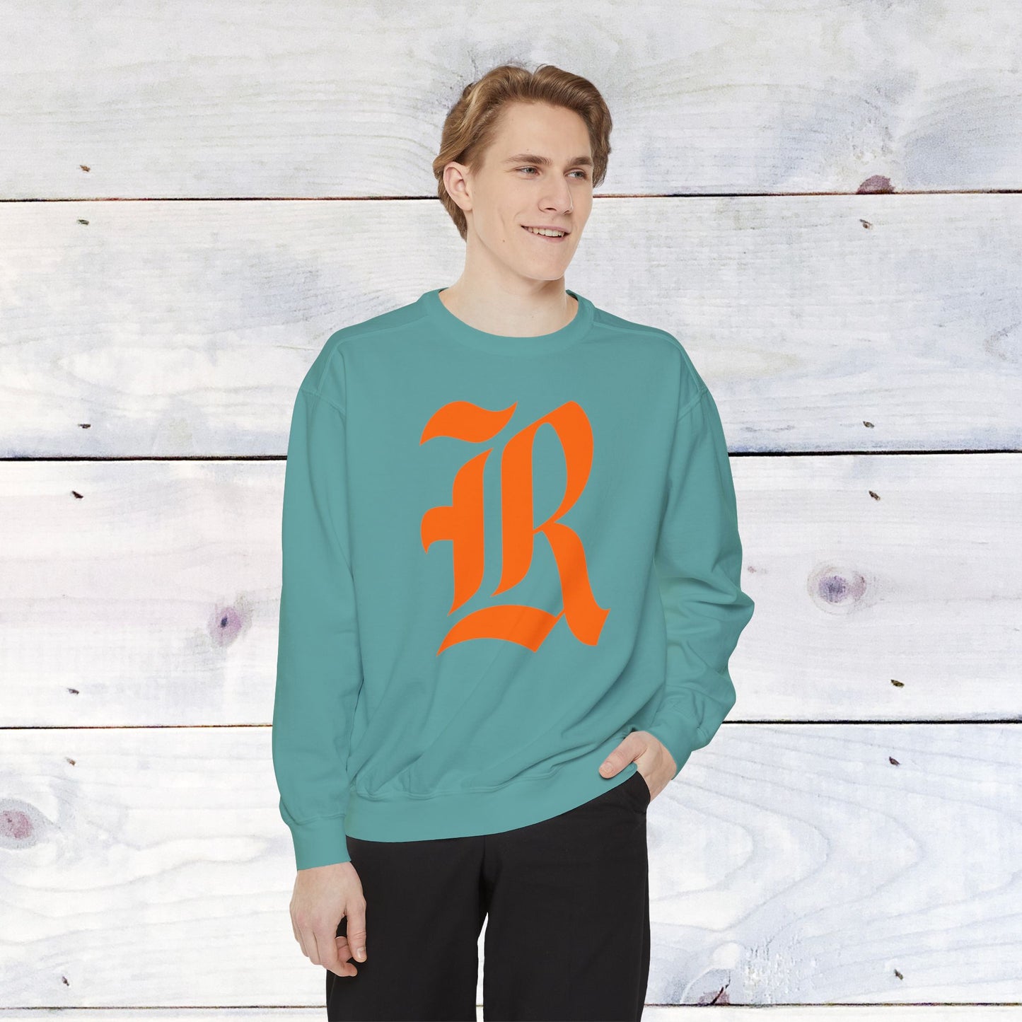 Old School R front, Small Fighting Stinger on back Comfort Colors Sweater