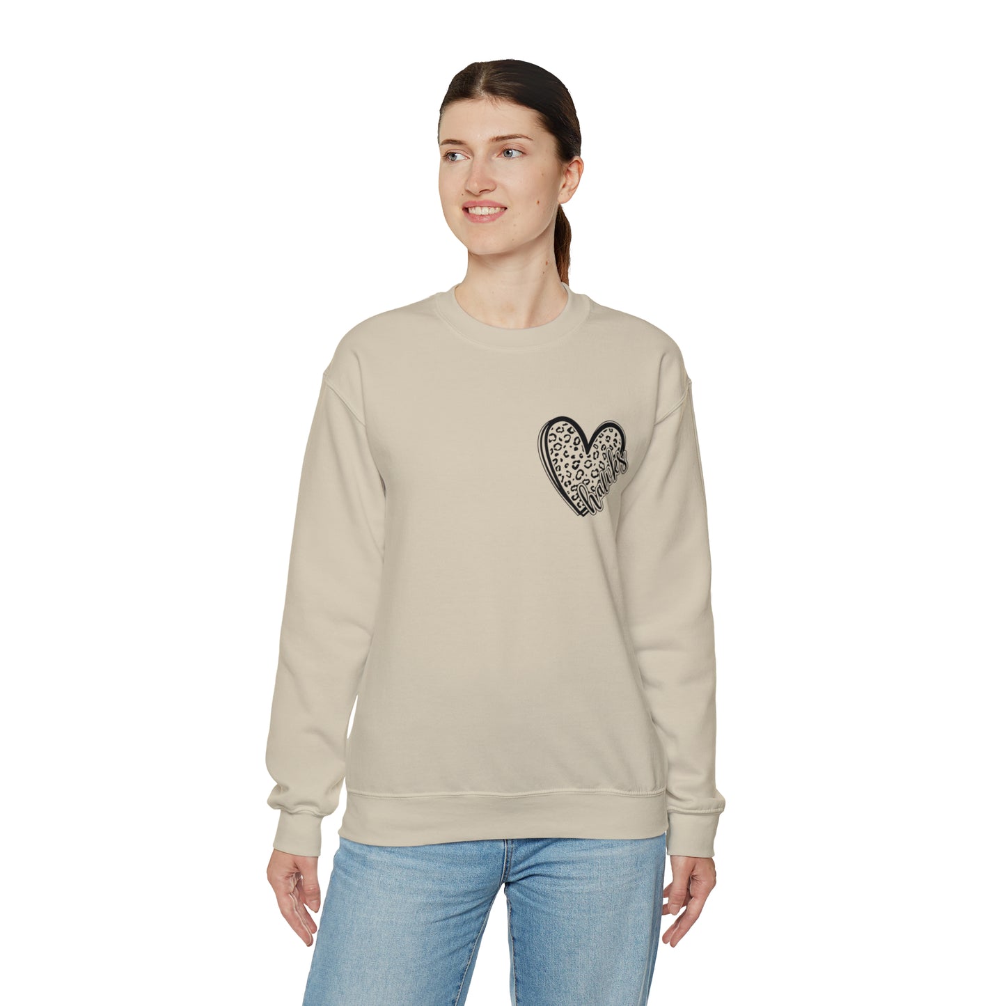 Hawks Heart Front, Glitz Cheer Mom back - Sweater