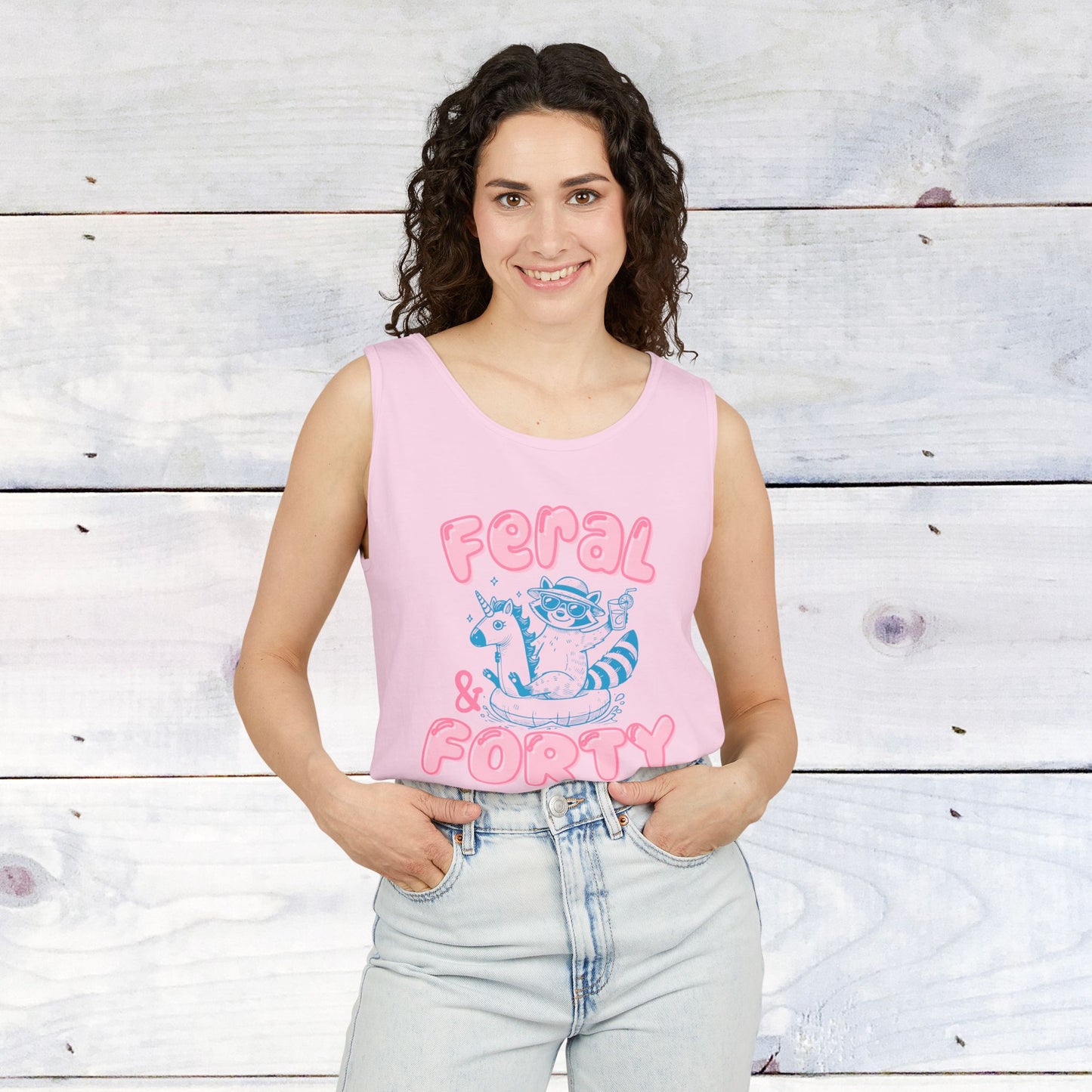 Feral and Forty Floatie Comfort Colors Tank Top
