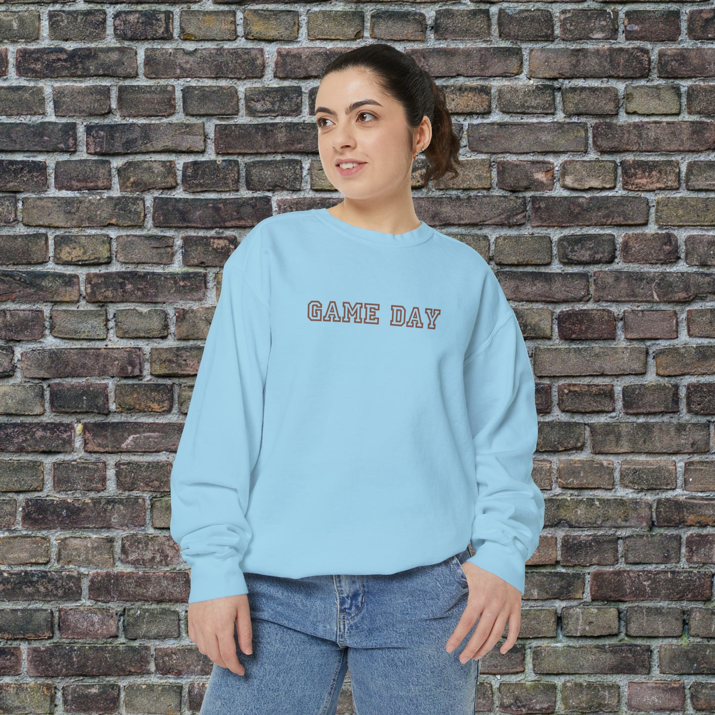 Game Day Comfort Colors Sweater - Brown Text