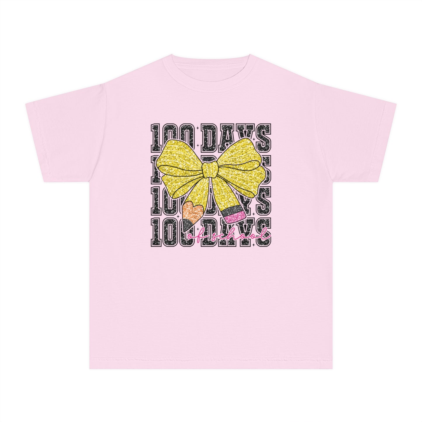 Youth 100 Days Bow Comfort Colors Tee