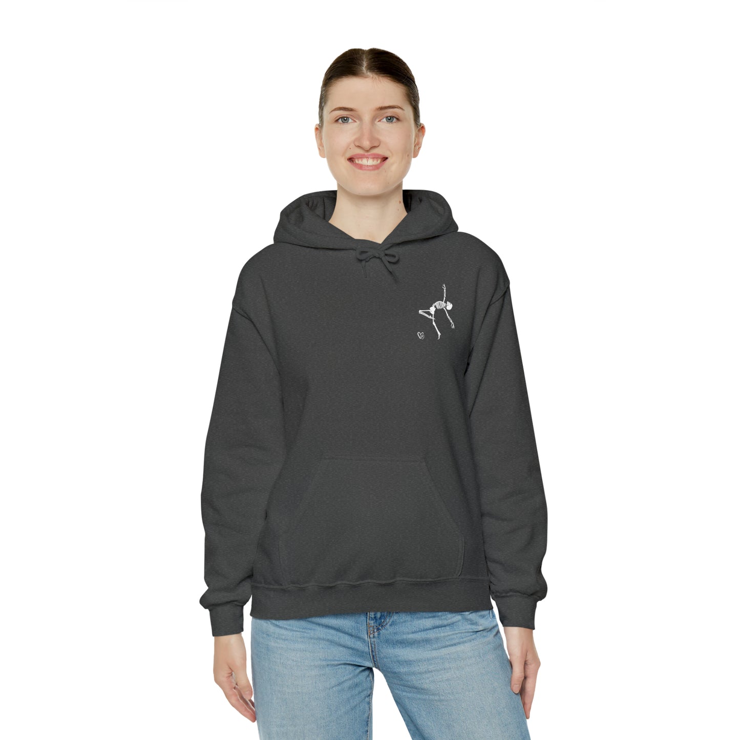 Dancing Skeleton Hoodie- Dancing Skeleton Front- Multi -Dancing Skeleton Back, Mutliple Color Options, Unisex Heavy Blend™ Hooded Sweatshirt