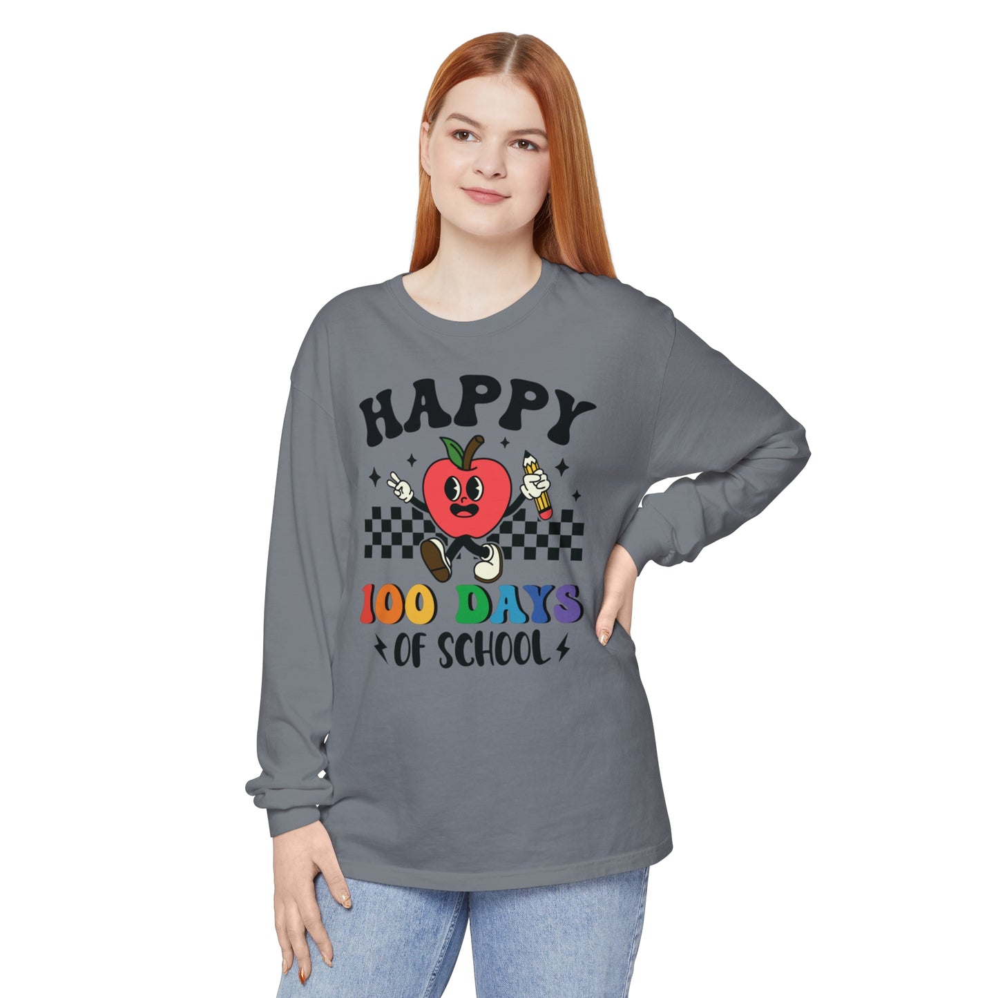 Happy 100 Days Comfort Colors Long Sleeve T-Shirt