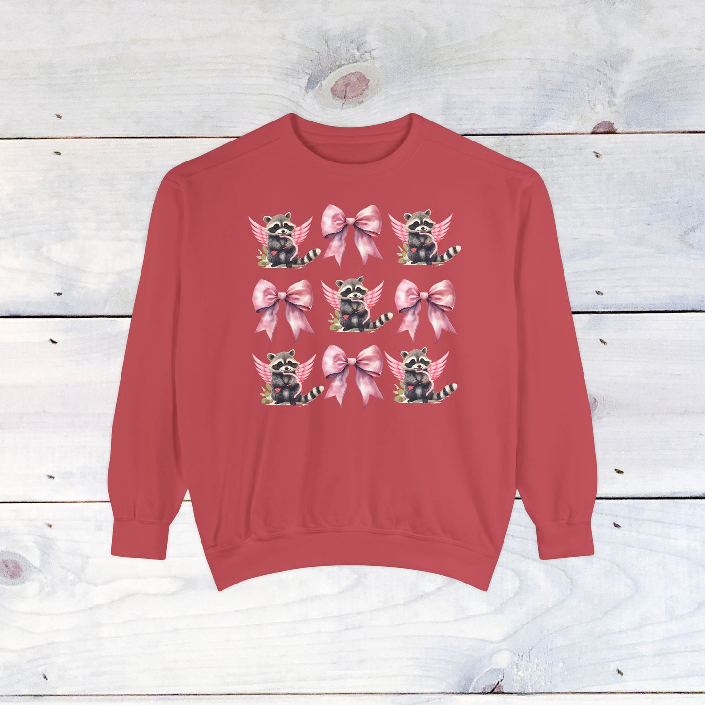 Raccoon Grid Valentine Adult Comfort Colors Sweatshirt