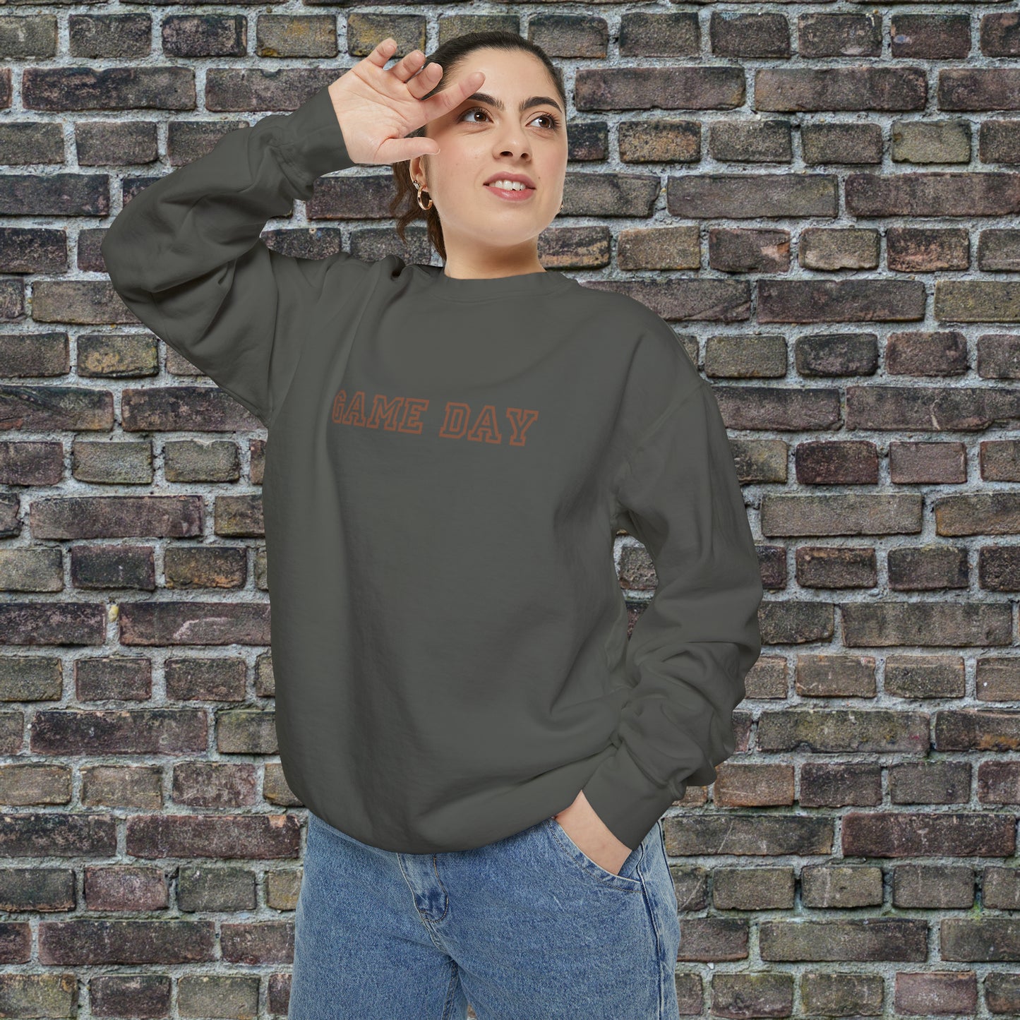 Game Day Comfort Colors Sweater - Brown Text