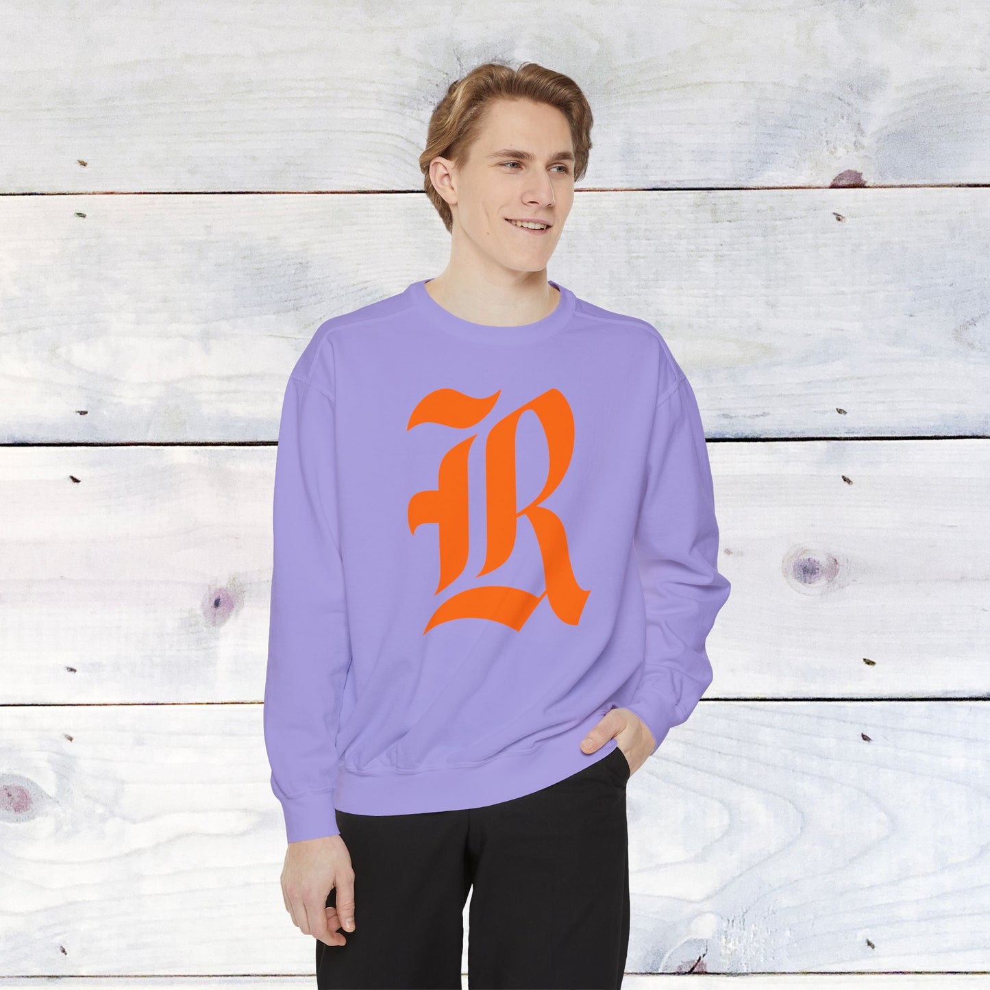 Old School R front, Small Fighting Stinger on back Comfort Colors Sweater