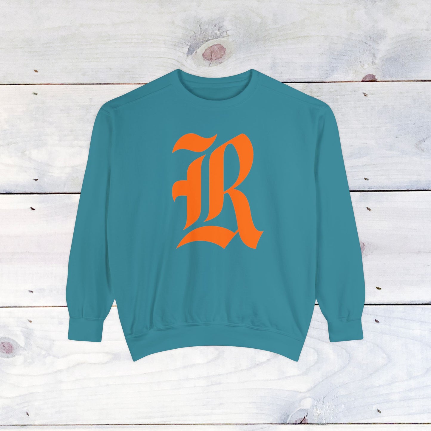 Old School R front, Small Fighting Stinger on back Comfort Colors Sweater