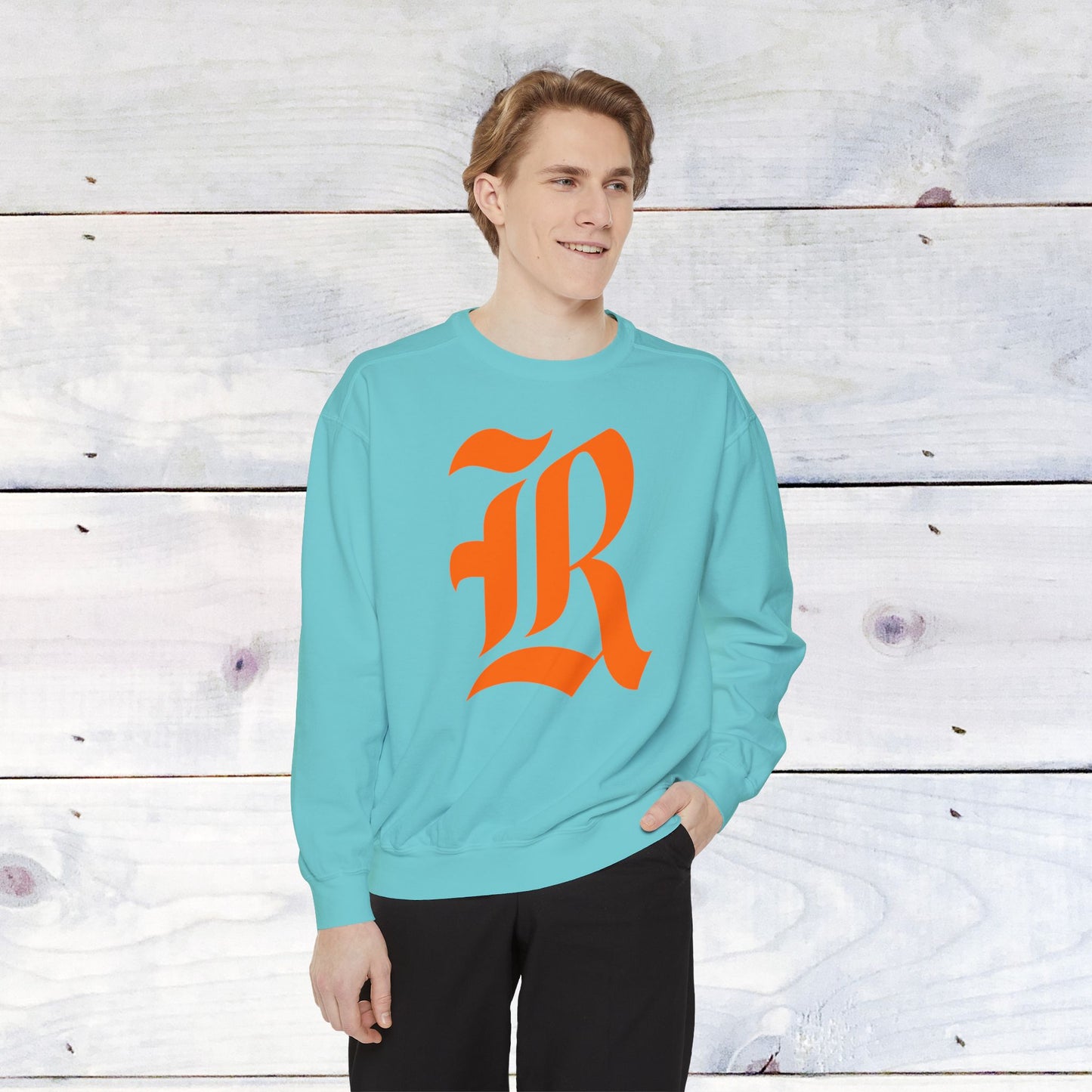 Old School R front, Small Fighting Stinger on back Comfort Colors Sweater