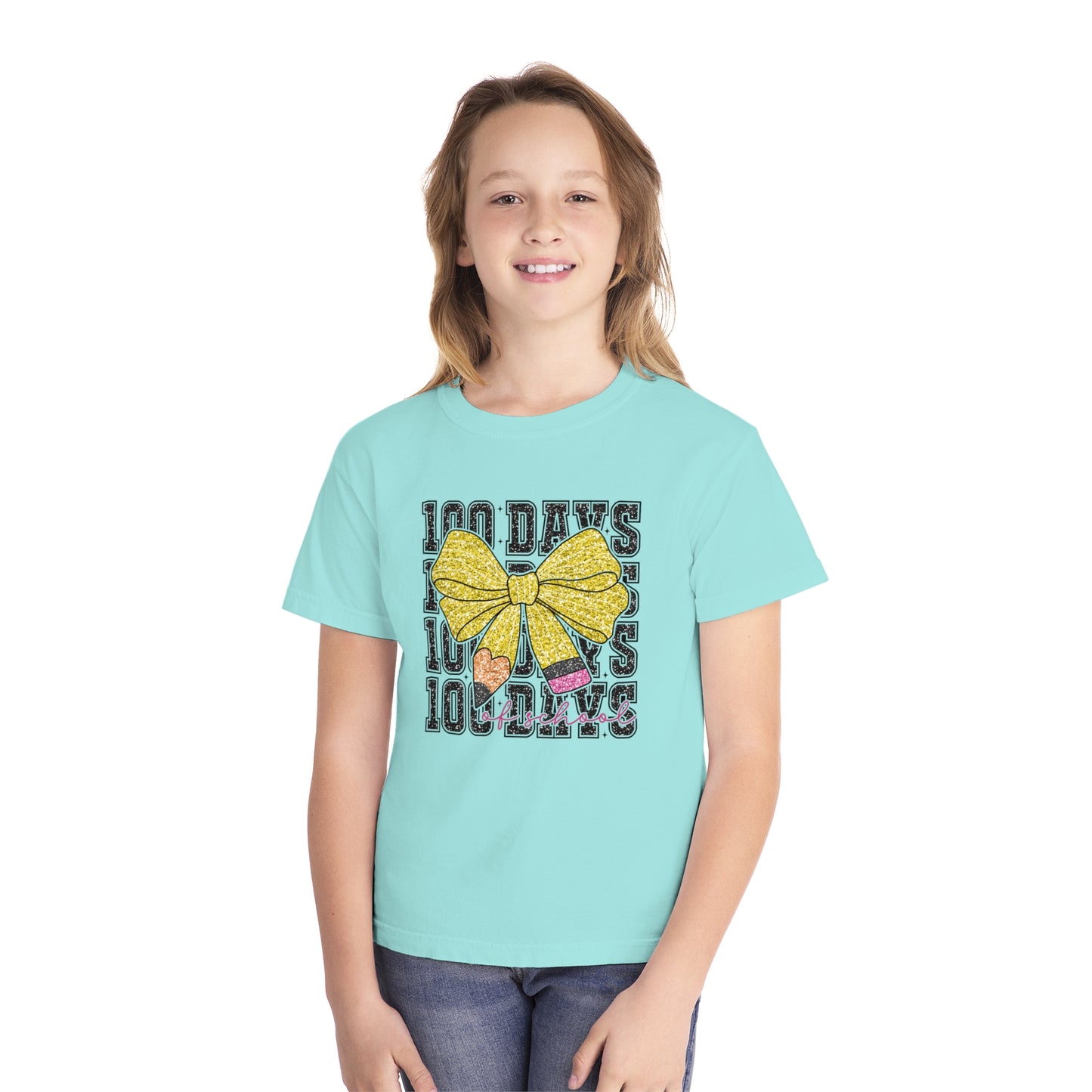 Youth 100 Days Bow Comfort Colors Tee