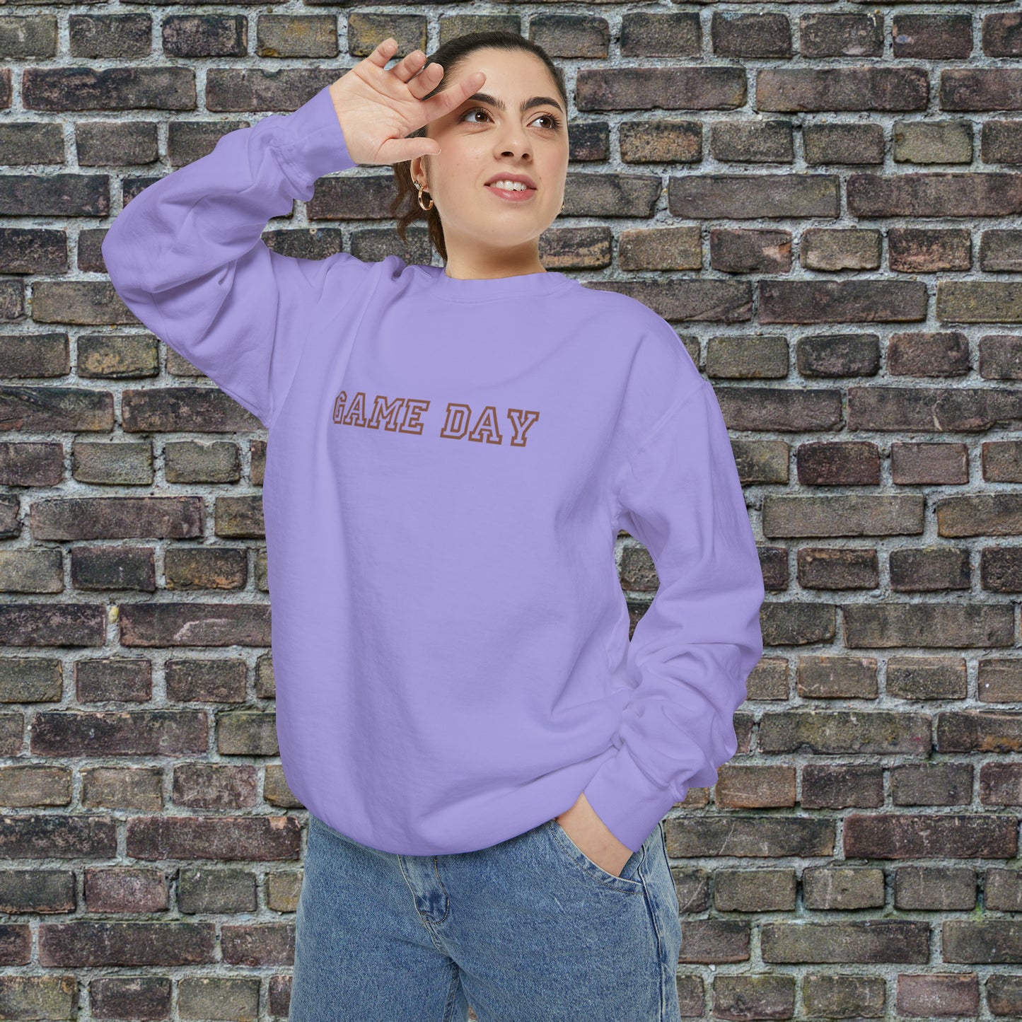 Game Day Comfort Colors Sweater - Brown Text