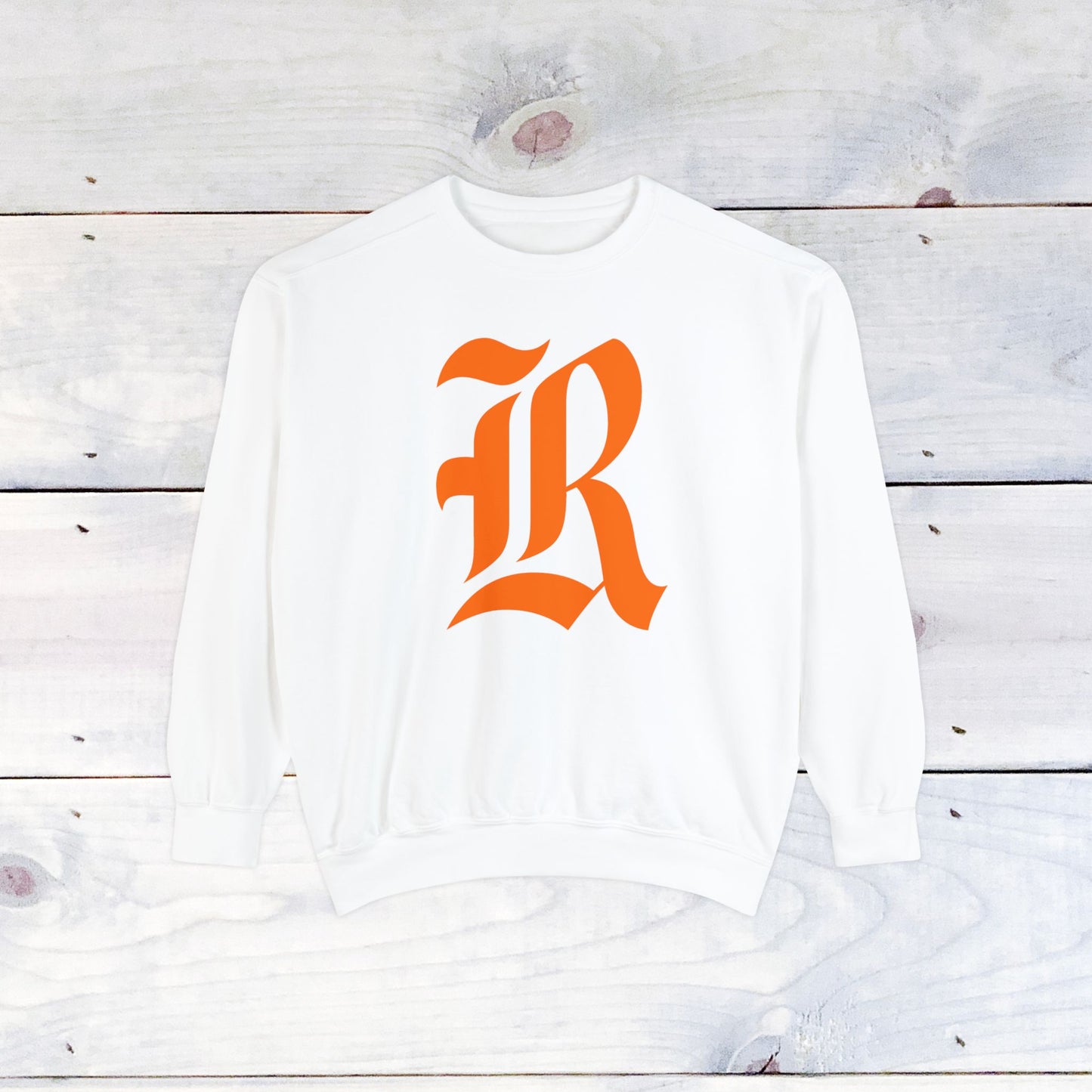 Old School R front, Small Fighting Stinger on back Comfort Colors Sweater