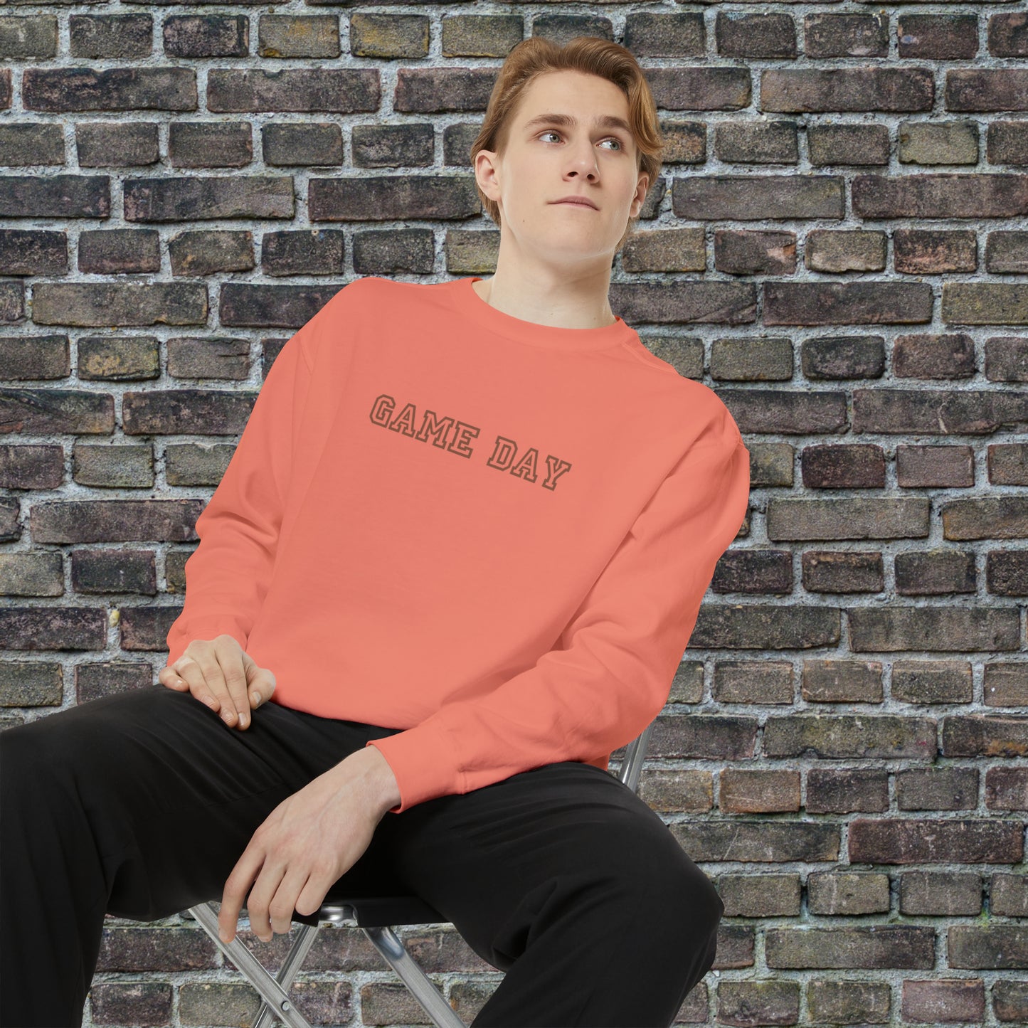 Game Day Comfort Colors Sweater - Brown Text