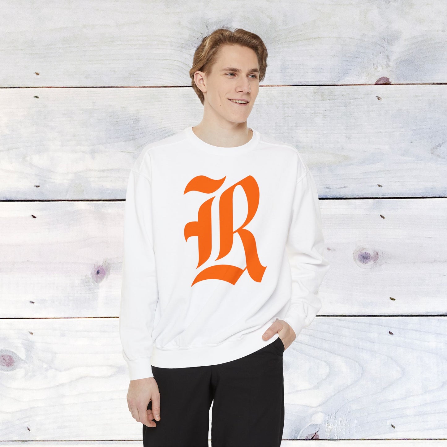 Old School R front, Small Fighting Stinger on back Comfort Colors Sweater