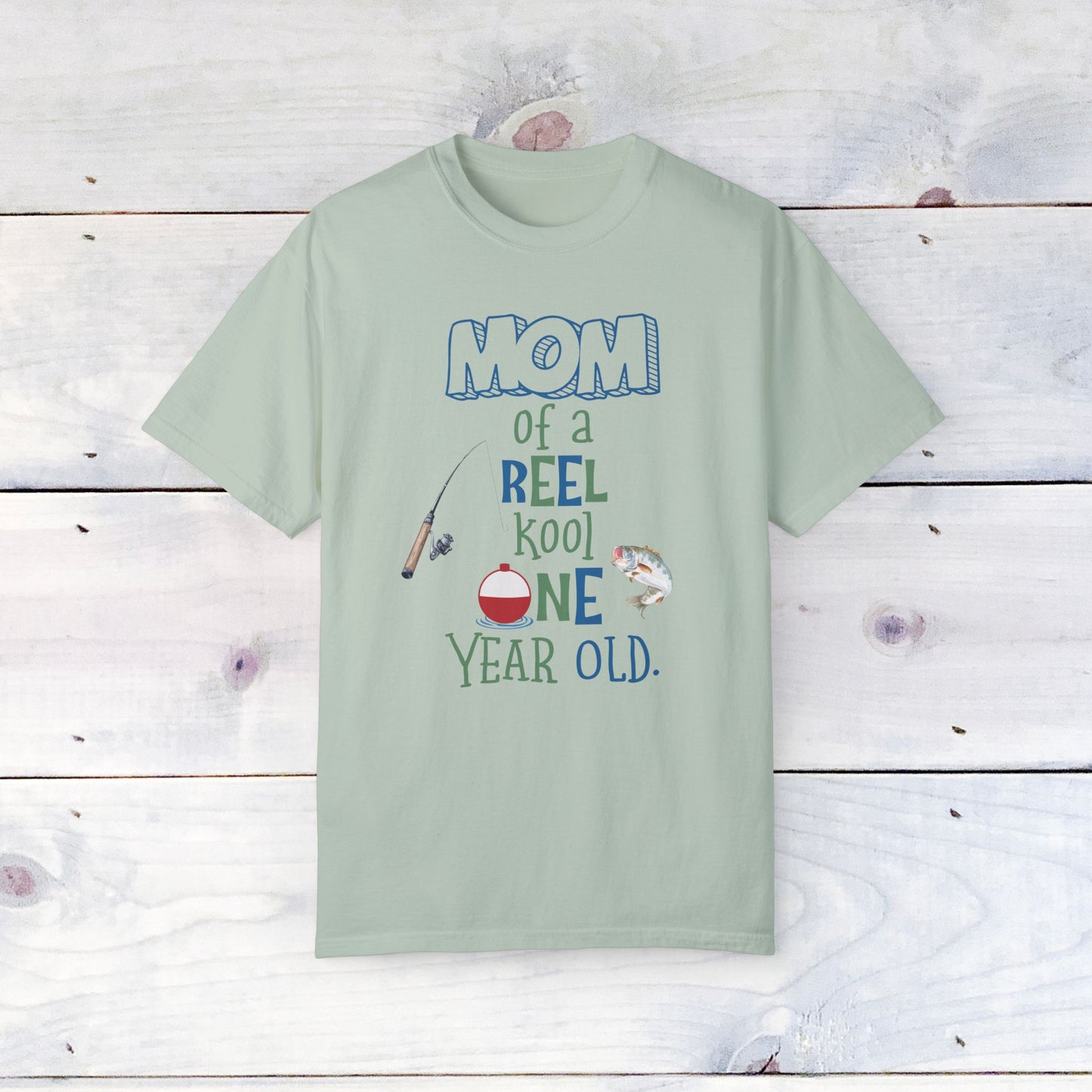 Mom of a Reel Kool One Year Old Unisex Comfort Colors Shirt