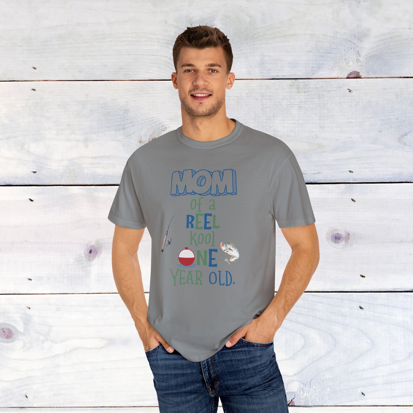 Mom of a Reel Kool One Year Old Unisex Comfort Colors Shirt