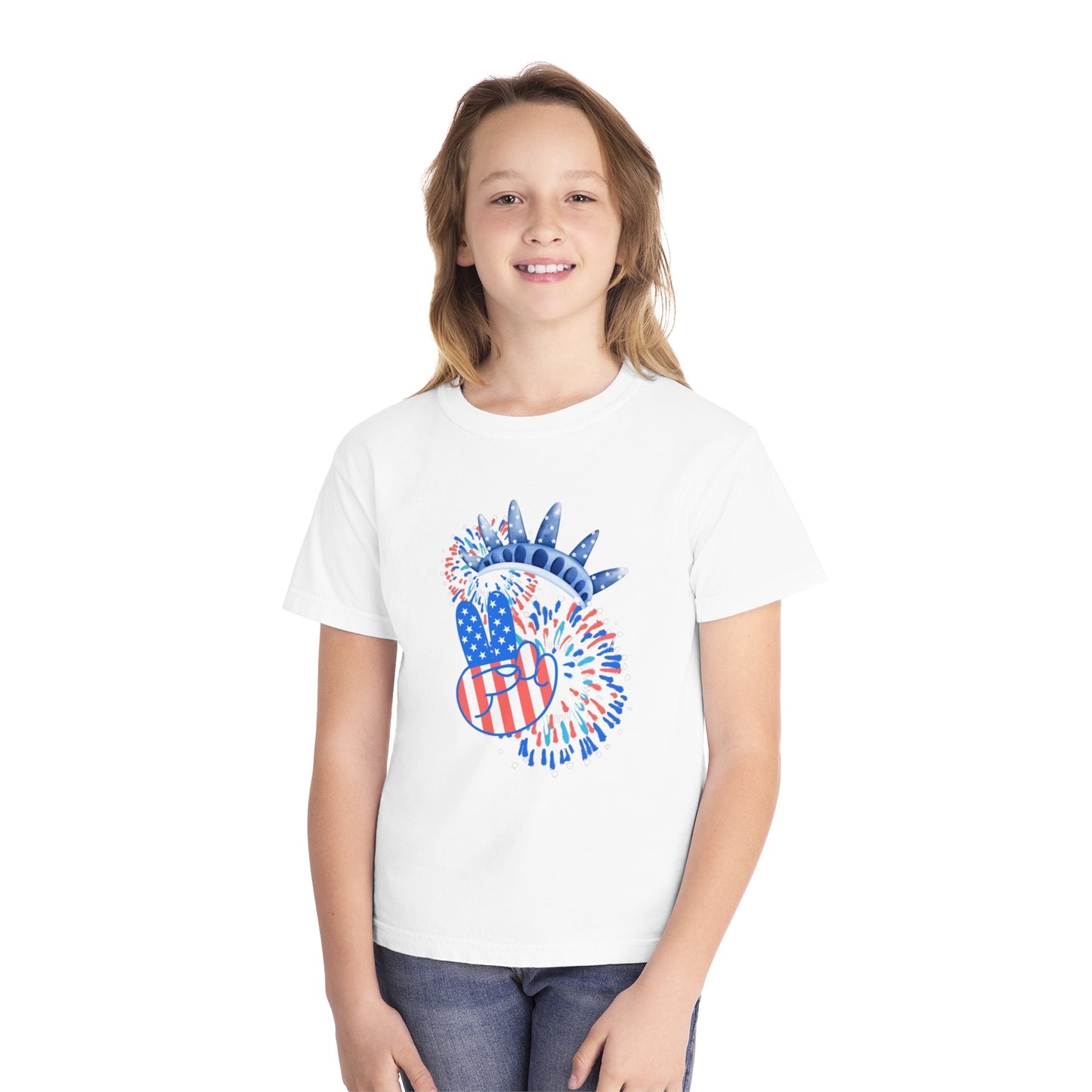 Peace, Crown, & Fireworks Comfort Colors Youth Tee