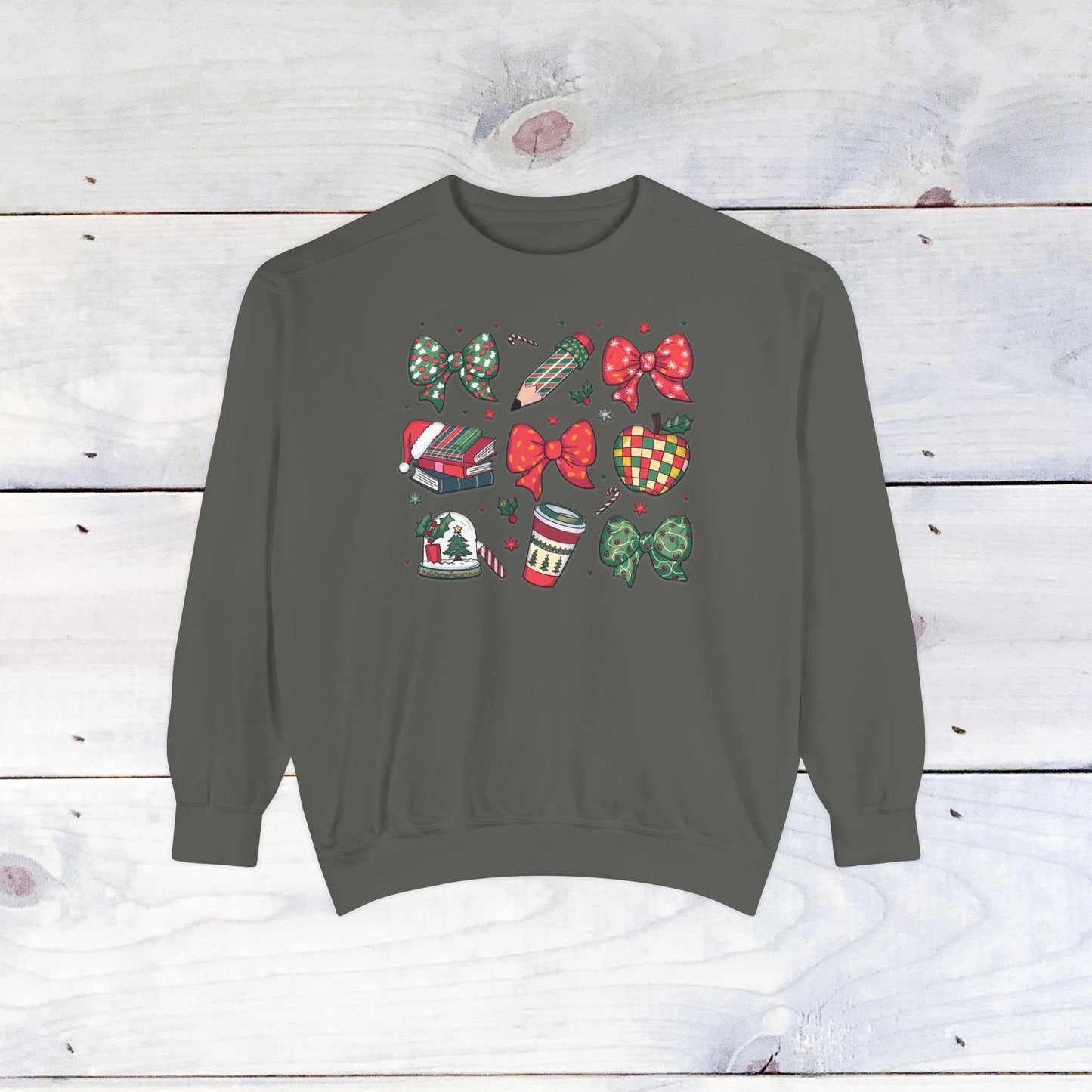 Teacher Christmas Grid Comfort Colors Sweater