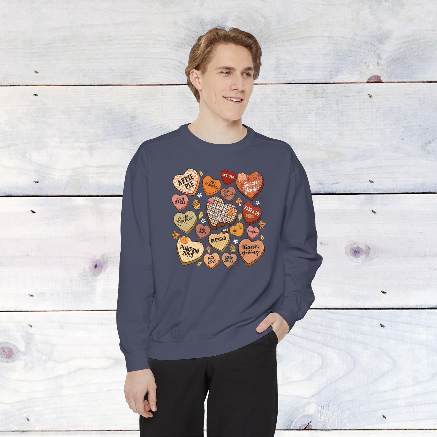 Fall Conversation Hearts Comfort Colors Sweater