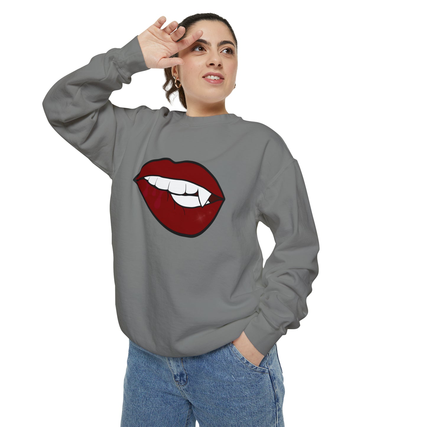 Biting Lip Vampire Fang Comfort Colors Sweater