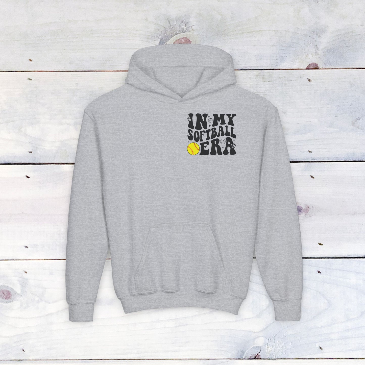 Softball Era Funk Youth Heavy Blend Hooded Sweatshirt