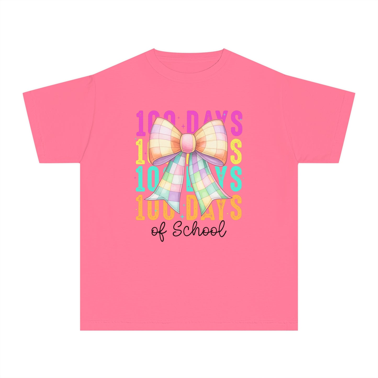 Youth 100 Days Disco Bow Comfort Colors Tee