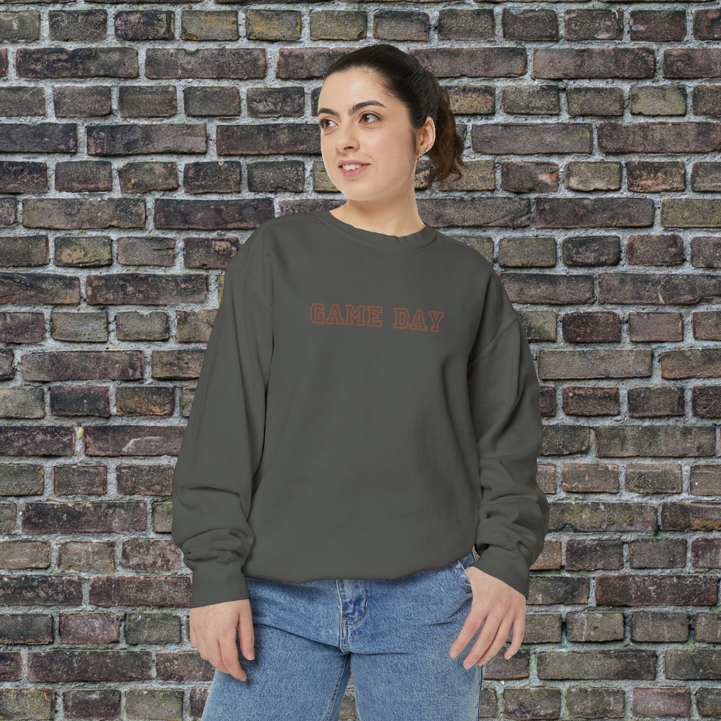 Game Day Comfort Colors Sweater - Brown Text