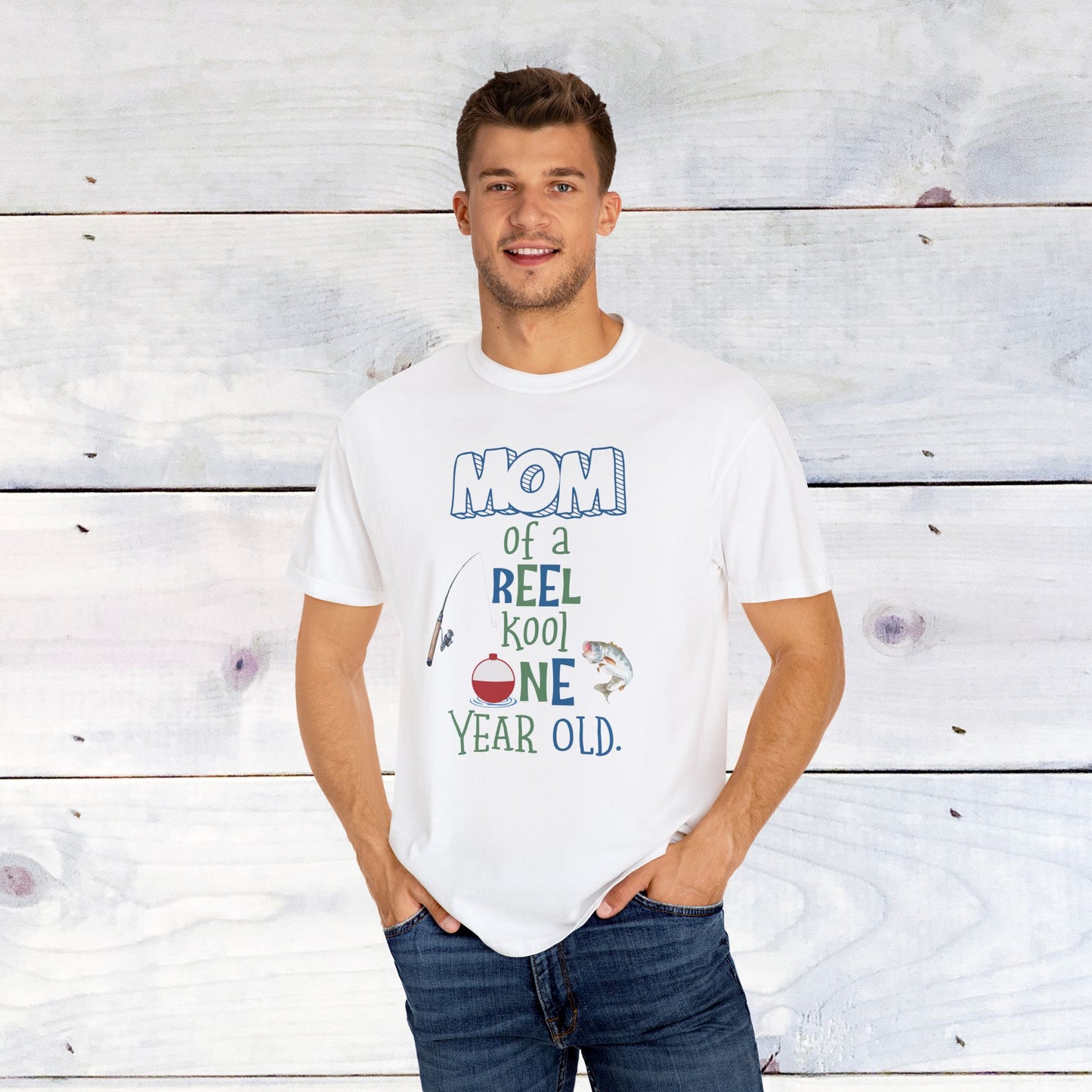 Mom of a Reel Kool One Year Old Unisex Comfort Colors Shirt