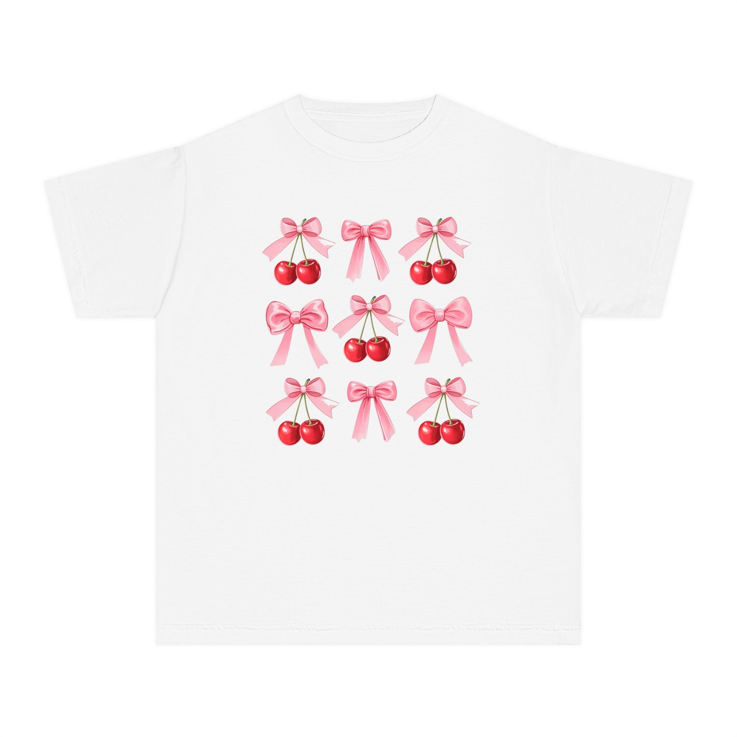 Cherry Bow Grid Comfort Colors Tee