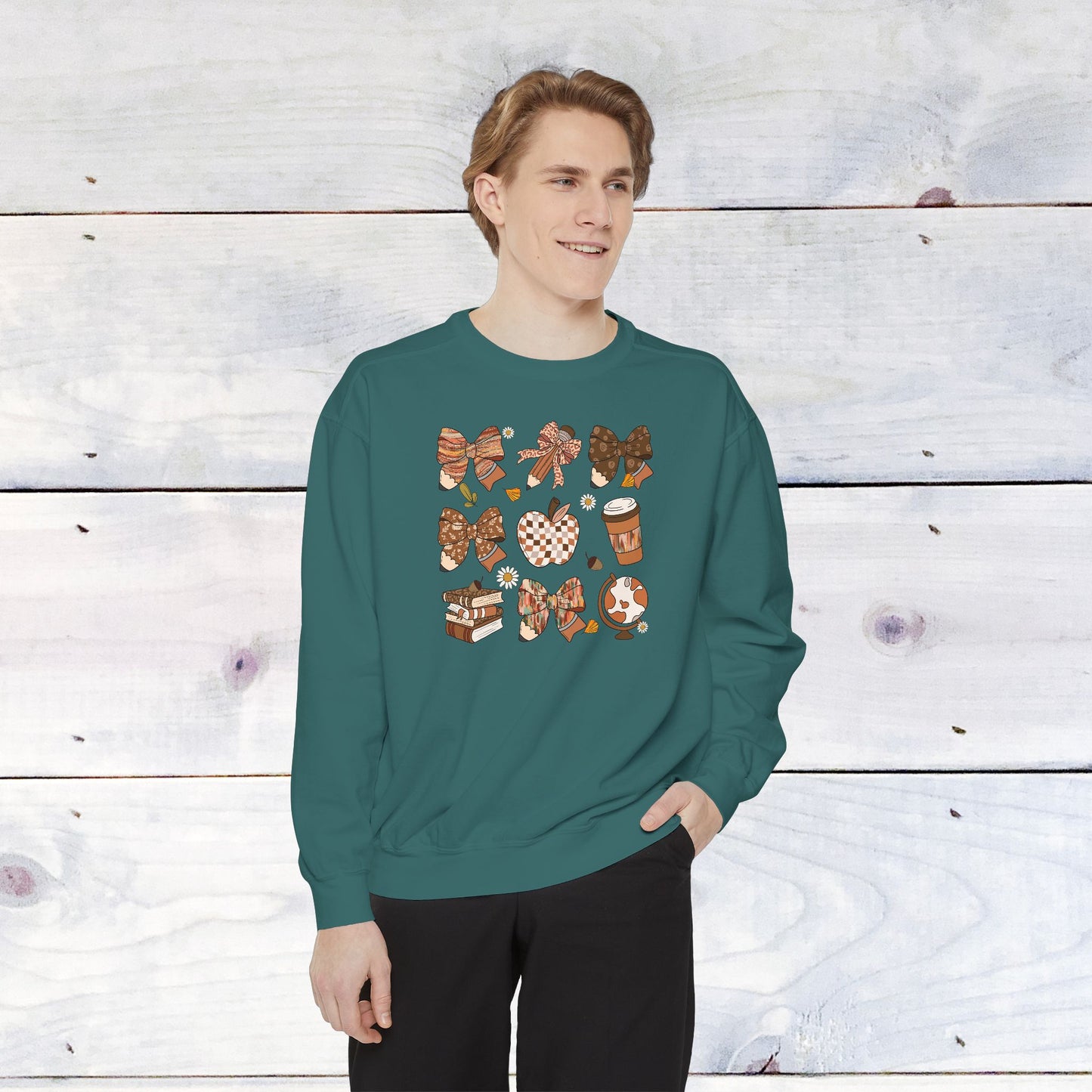 Teacher Fall Grid Comfort Colors Sweater