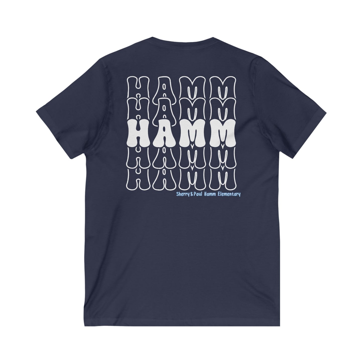 Hamm Unisex V-Neck Tee, Repeat Back:Logo Front