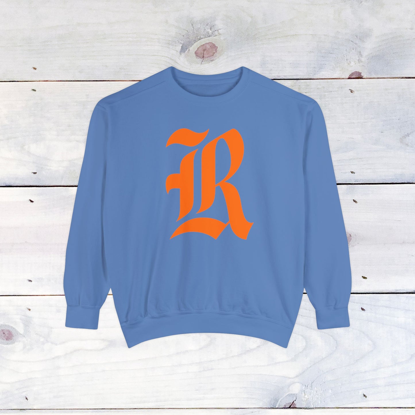 Old School R front, Small Fighting Stinger on back Comfort Colors Sweater